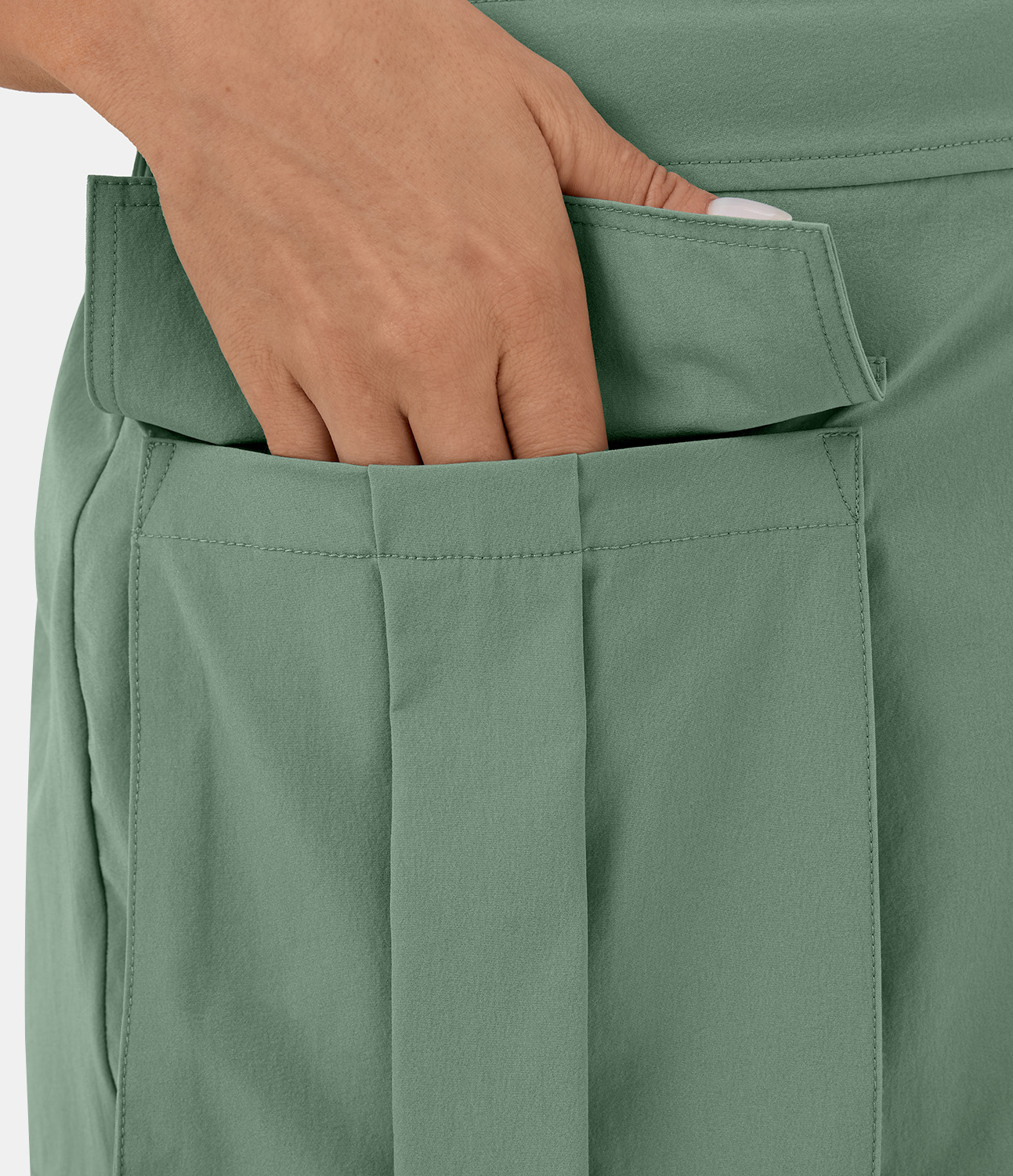 Halara Mid Rise Belted Flap Pocket Casual Cargo Shorts 2`` Gym Short - Green Bay - L booty shorts compression shorts yoga shorts 