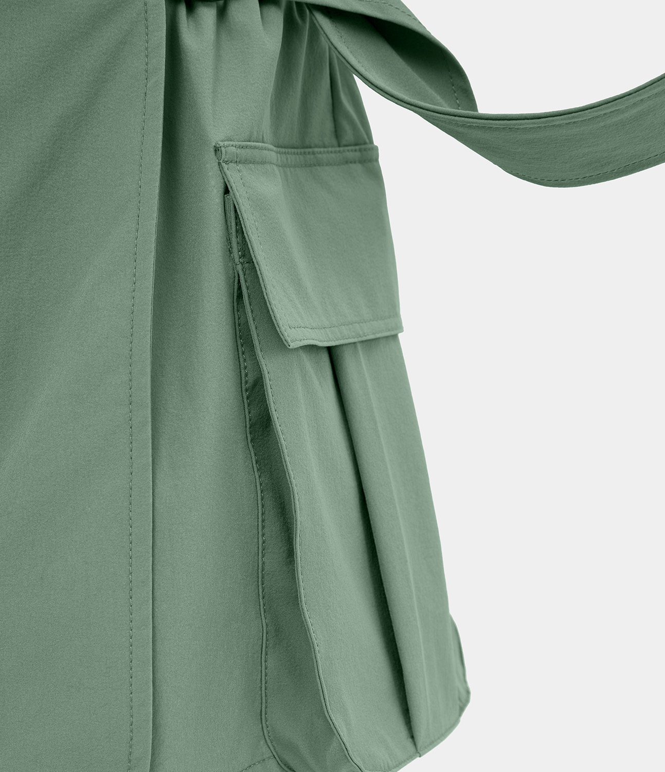 Halara Mid Rise Belted Flap Pocket Casual Cargo Shorts 2`` Gym Short - Green Bay - L booty shorts compression shorts yoga shorts 