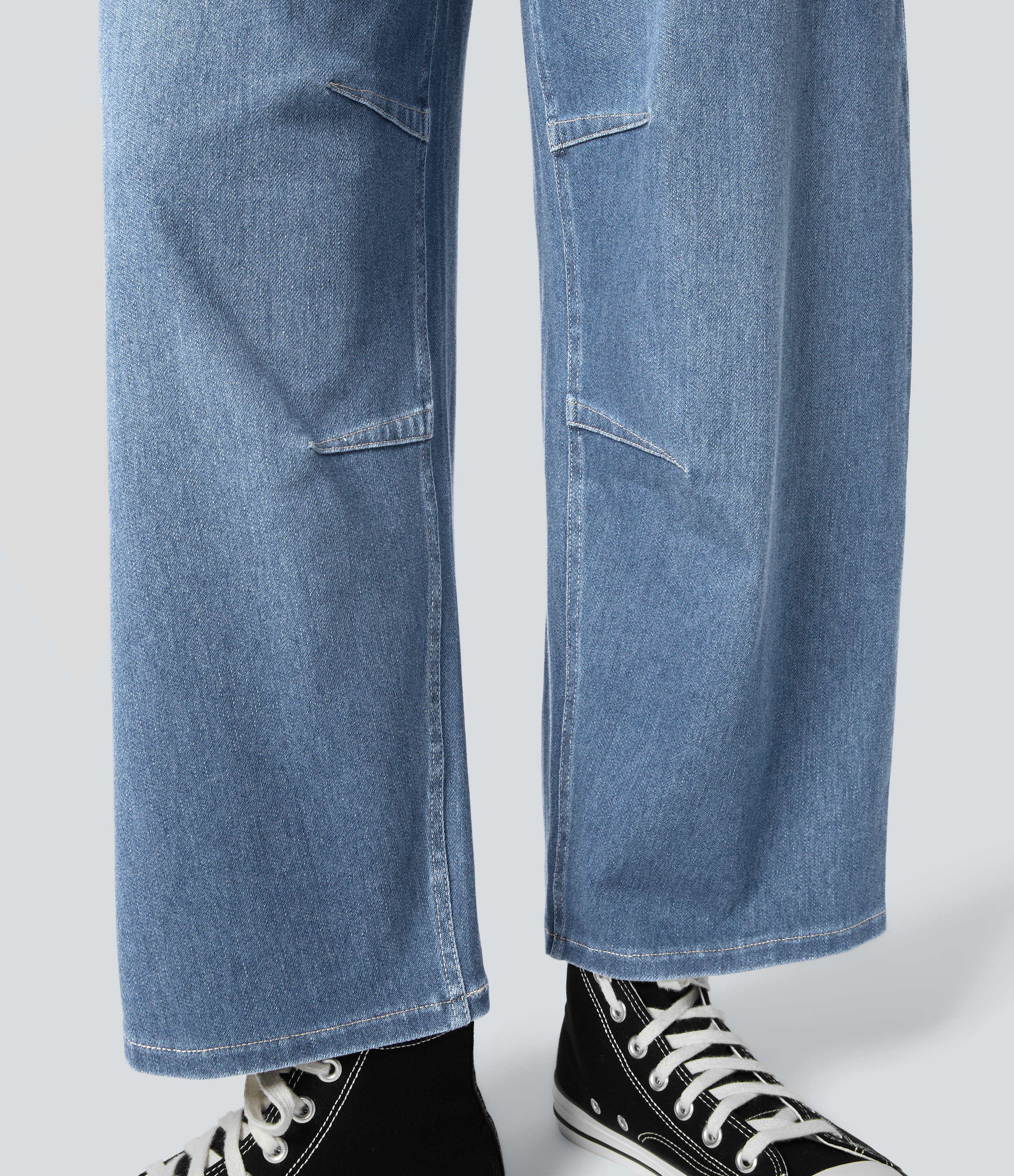 Halara HalaraMagicв„ў Mid Rise Multiple Pockets Stretchy Knit Work Tapered Jeans  - Creek Blue Denim - M(regular) sweatpants jogger pants 