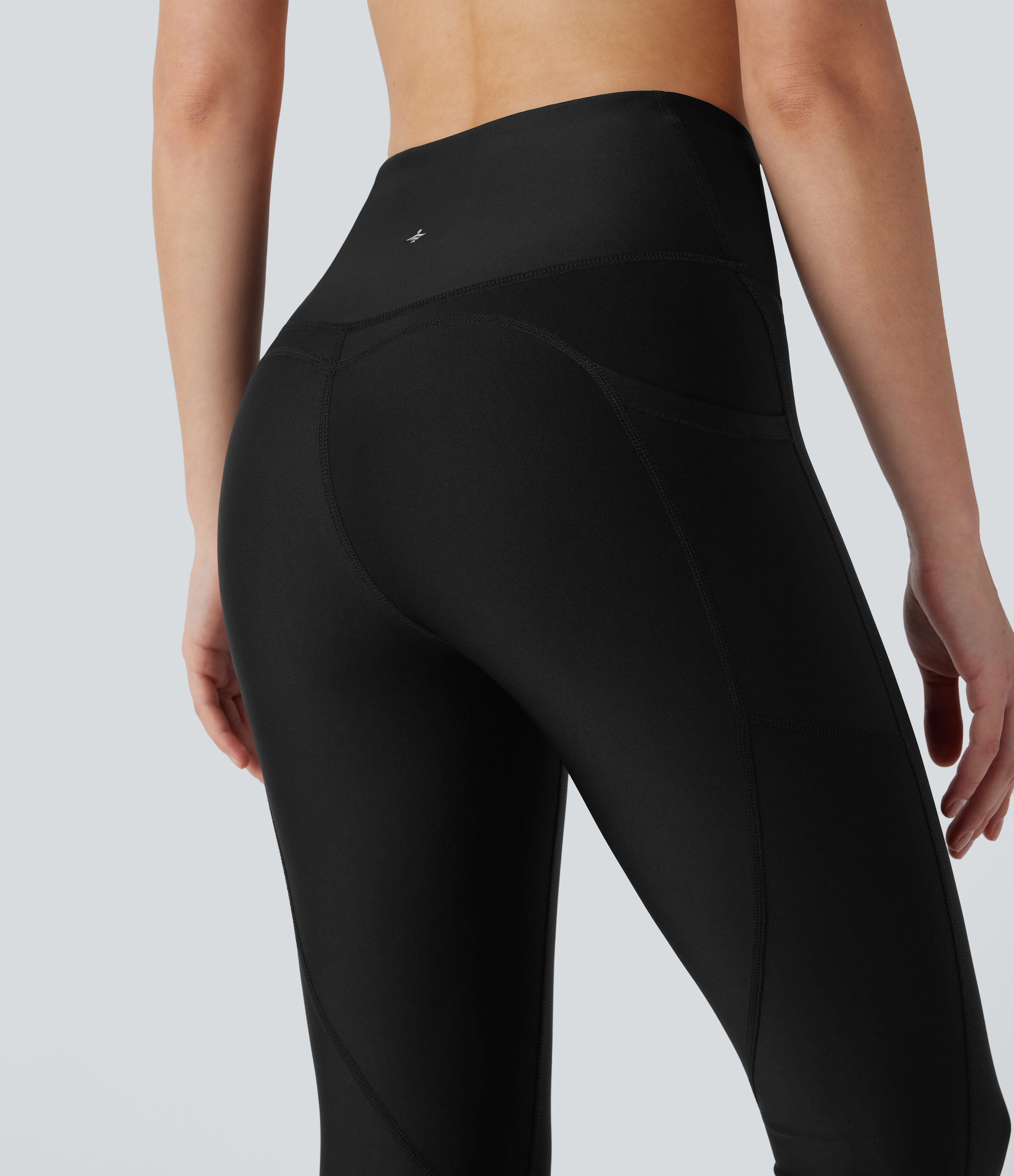 Halara High Waisted Side Pocket Sheen Workout Leggings  - Black - M(7/8) gym leggings leggings with pockets leggings with butt lift 