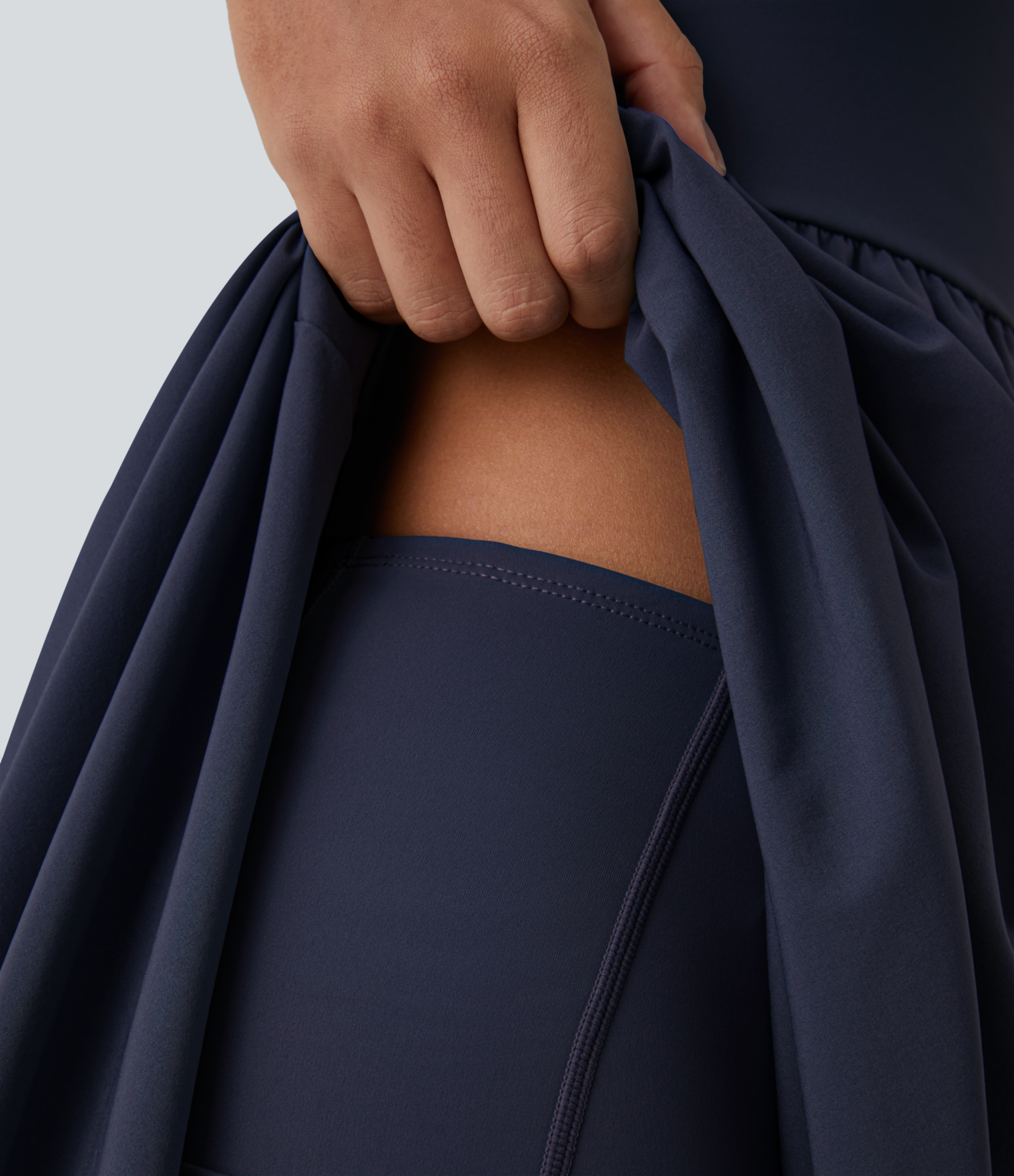 Halara Breezefulв„ў Backless High Low 2-Piece Side Pocket Flowy Midi Quick Dry Casual Dress Casual Dress - Peacoat - L slip dress beach dress 