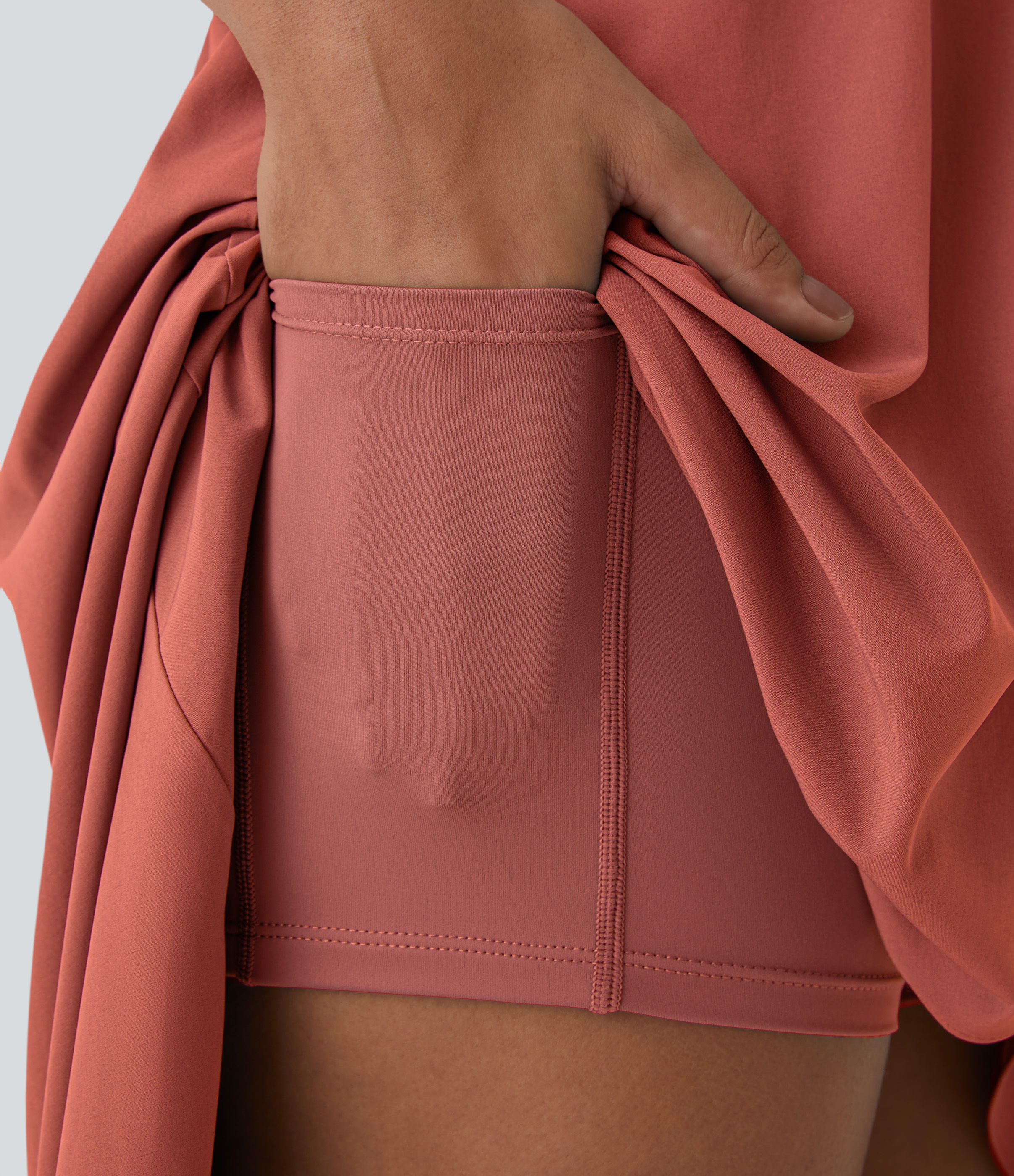Halara Breezefulв„ў Backless Asymmetric Crossover Hem 2-Piece Side Pocket Flowy Midi Quick Dry Casual Dress Casual Dress - Rouge Dark Red - XS 