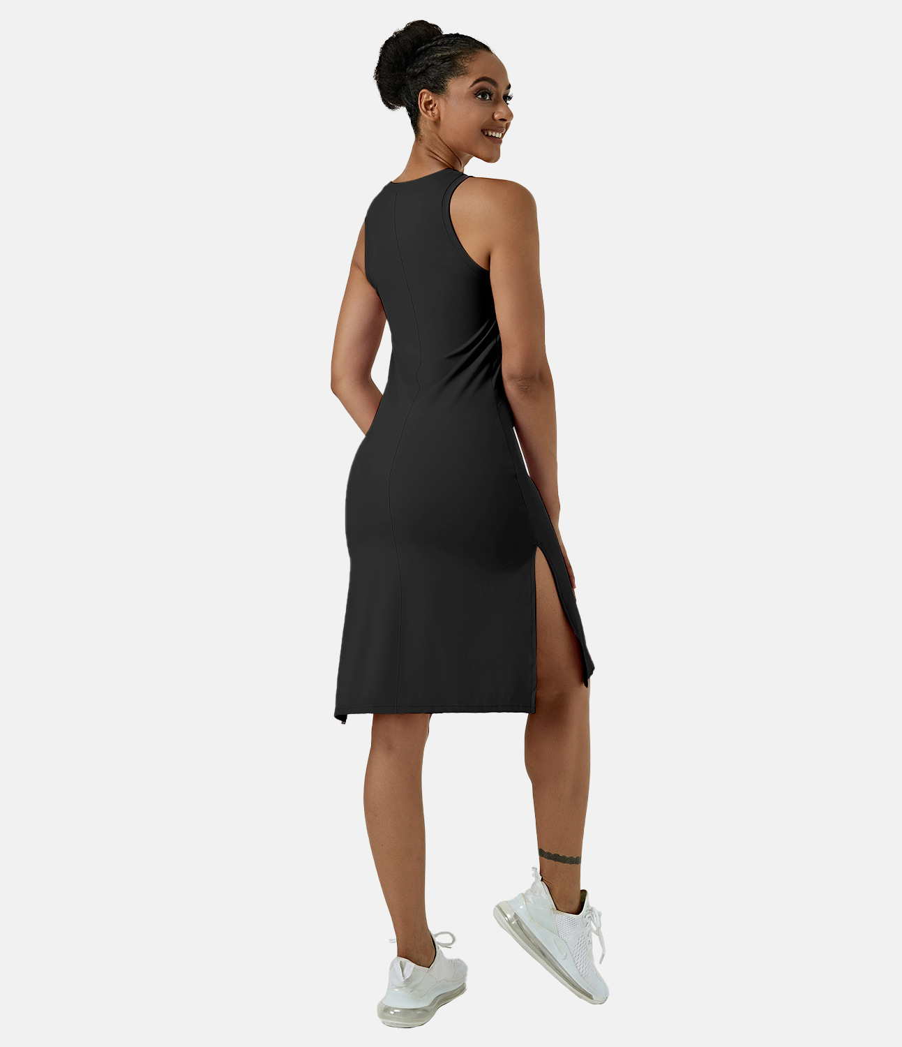 Halara Softlyzeroв„ў Airy Sleeveless Split Cool Touch Midi Casual Dress Workout Dress - Black - XXS 