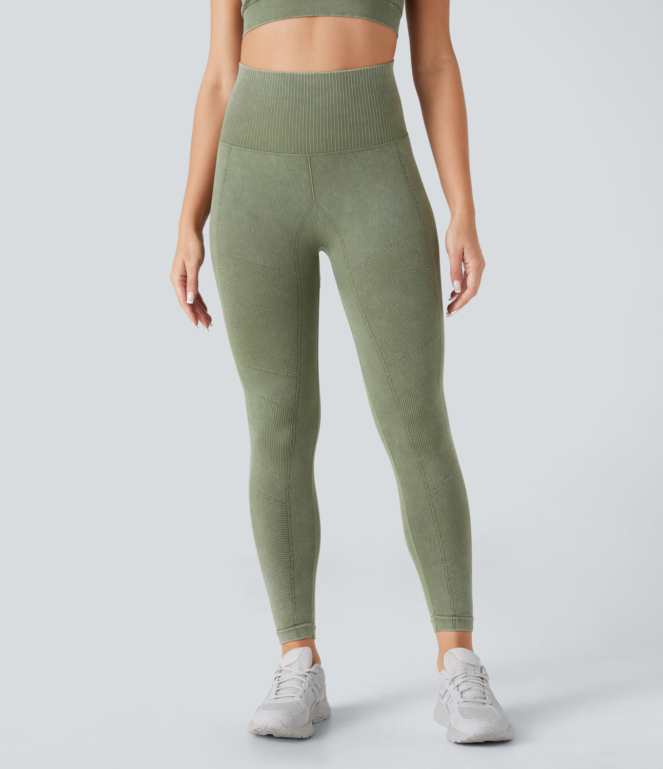 Halara Seamless Flow High Waisted Washed Yoga 7/8 Leggings  - Tea - M(7/8) gym leggings leggings with pockets leggings with butt lift 