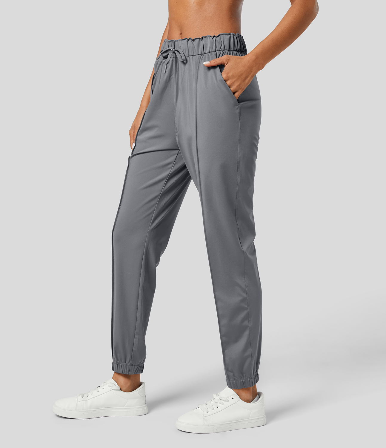 Halara Mid Rise Drawstring Side Pocket Yoga Joggers  - Night Owl - S 