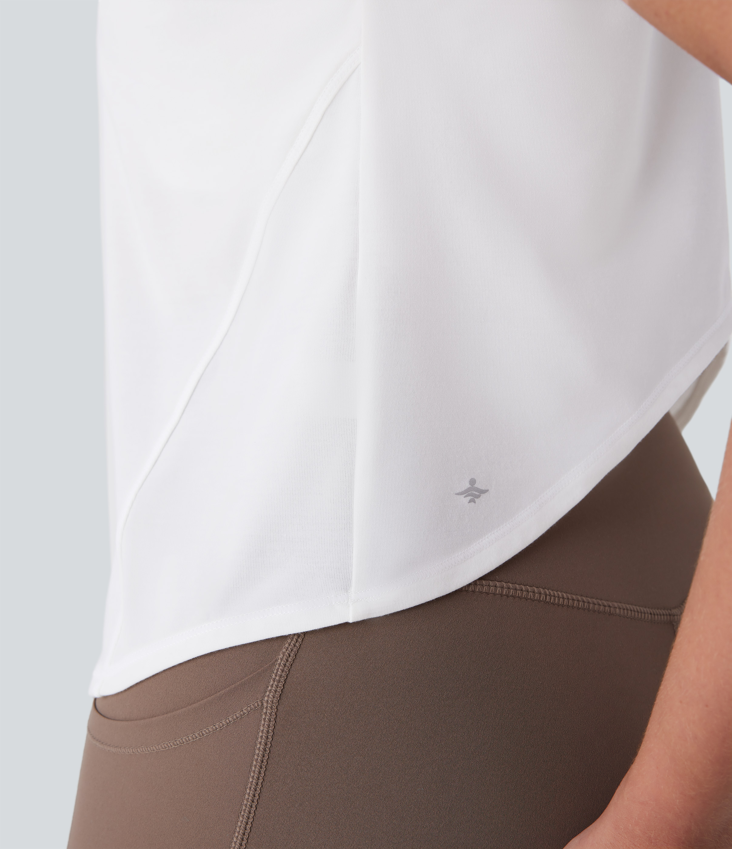 Halara Front and Back Wearable V Shaped Hem Quick Dry Workout Tank Top Tank Top - White - M golf tops halter top tunic tops sleeveless tops 