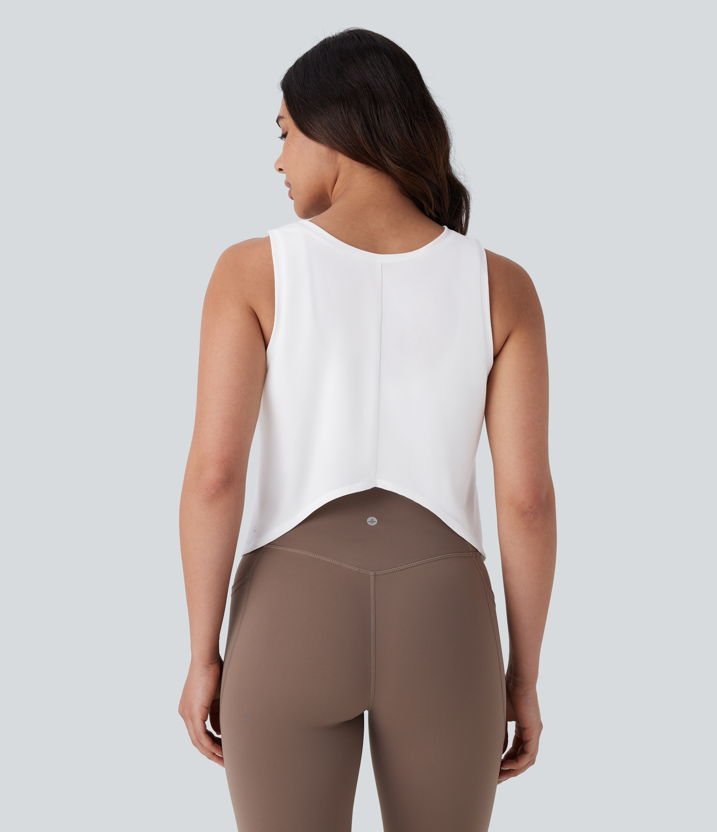 Halara Front and Back Wearable V Shaped Hem Quick Dry Workout Tank Top Tank Top - White - M golf tops halter top tunic tops sleeveless tops 