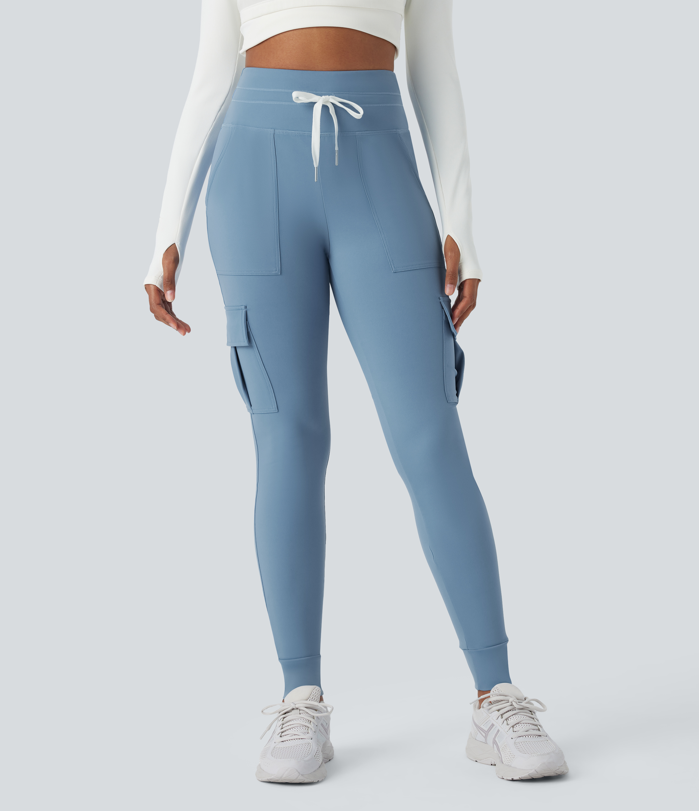 Halara Softlyzeroв„ў Airy High Waisted Drawstring Pocket Cool Touch Yoga Cargo Joggers  - Blue Shadow - XS(regular) 