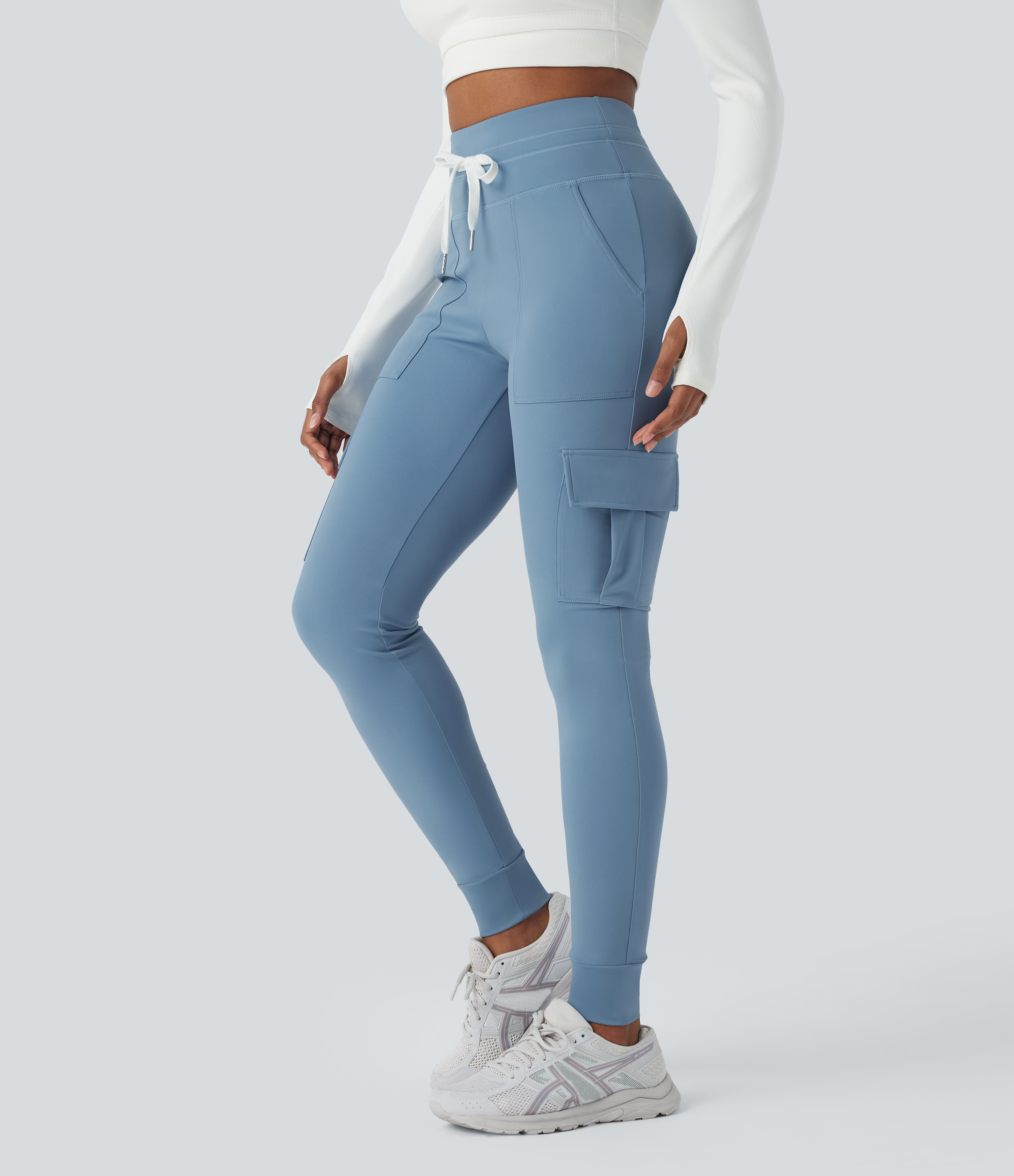 Halara Softlyzeroв„ў Airy High Waisted Drawstring Pocket Cool Touch Yoga Cargo Joggers  - Blue Shadow - XS(regular) 