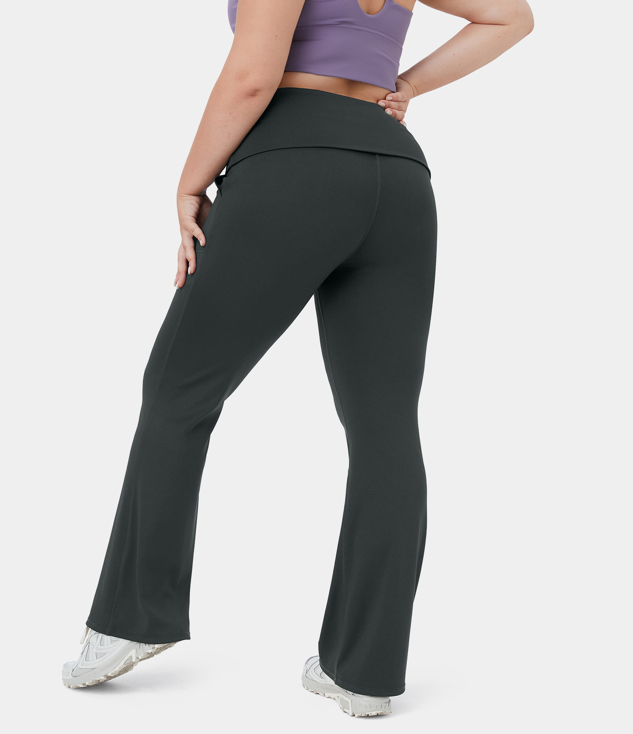 

Halara Super High Waisted Foldover Pocket Full Length Flare Plus Size Leggings - Black
