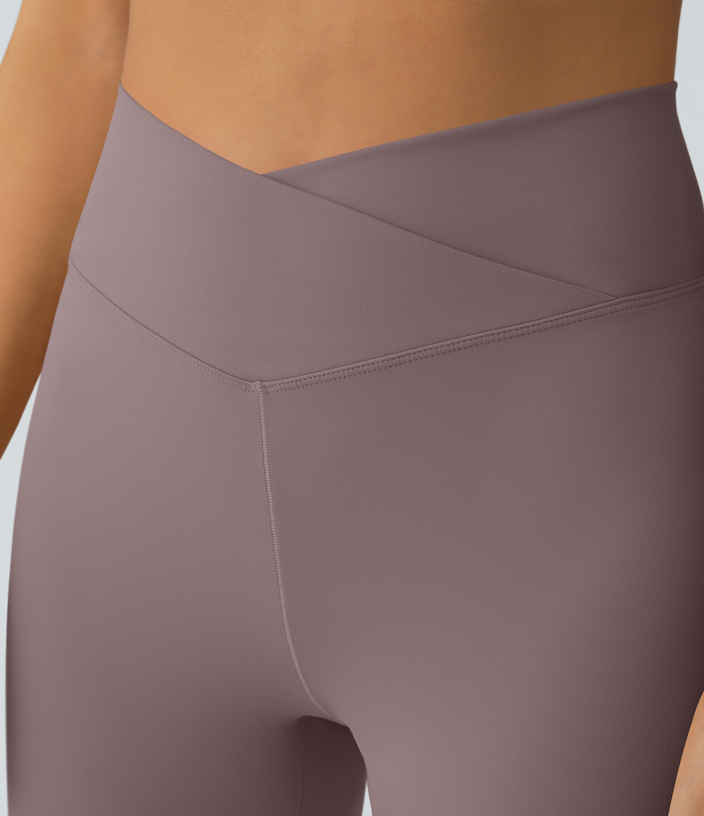 Halara Crossover High Waisted Back Pocket Super Flare Leggings  - Arctic Dusk - S(petite) gym leggings leggings with pockets 