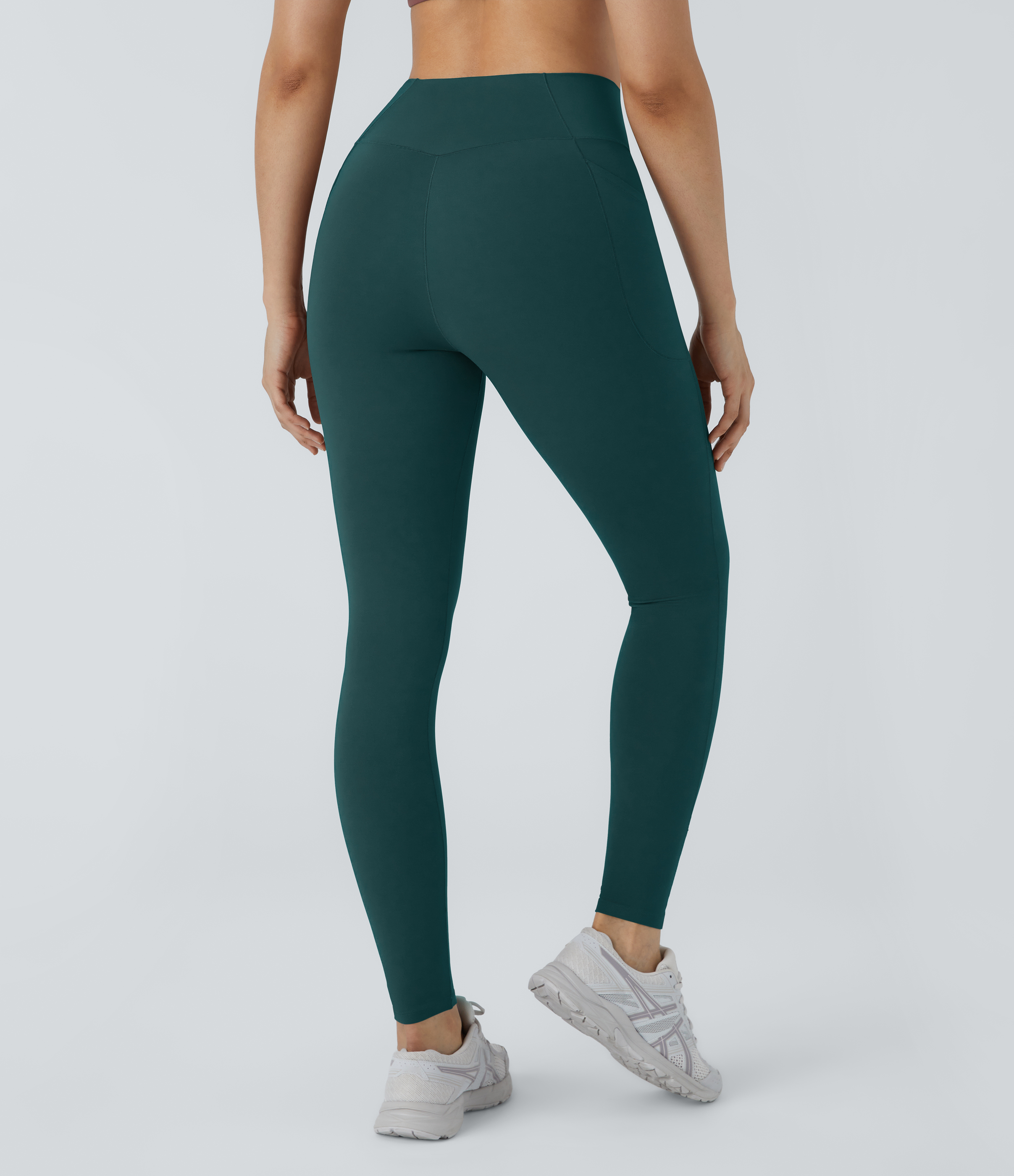 Halara PatitoffВ® 2.0 Pet Hair Resistant High Waisted Crossover Side Pocket Yoga Leggings  - June Bug - XS(7/8) gym leggings 