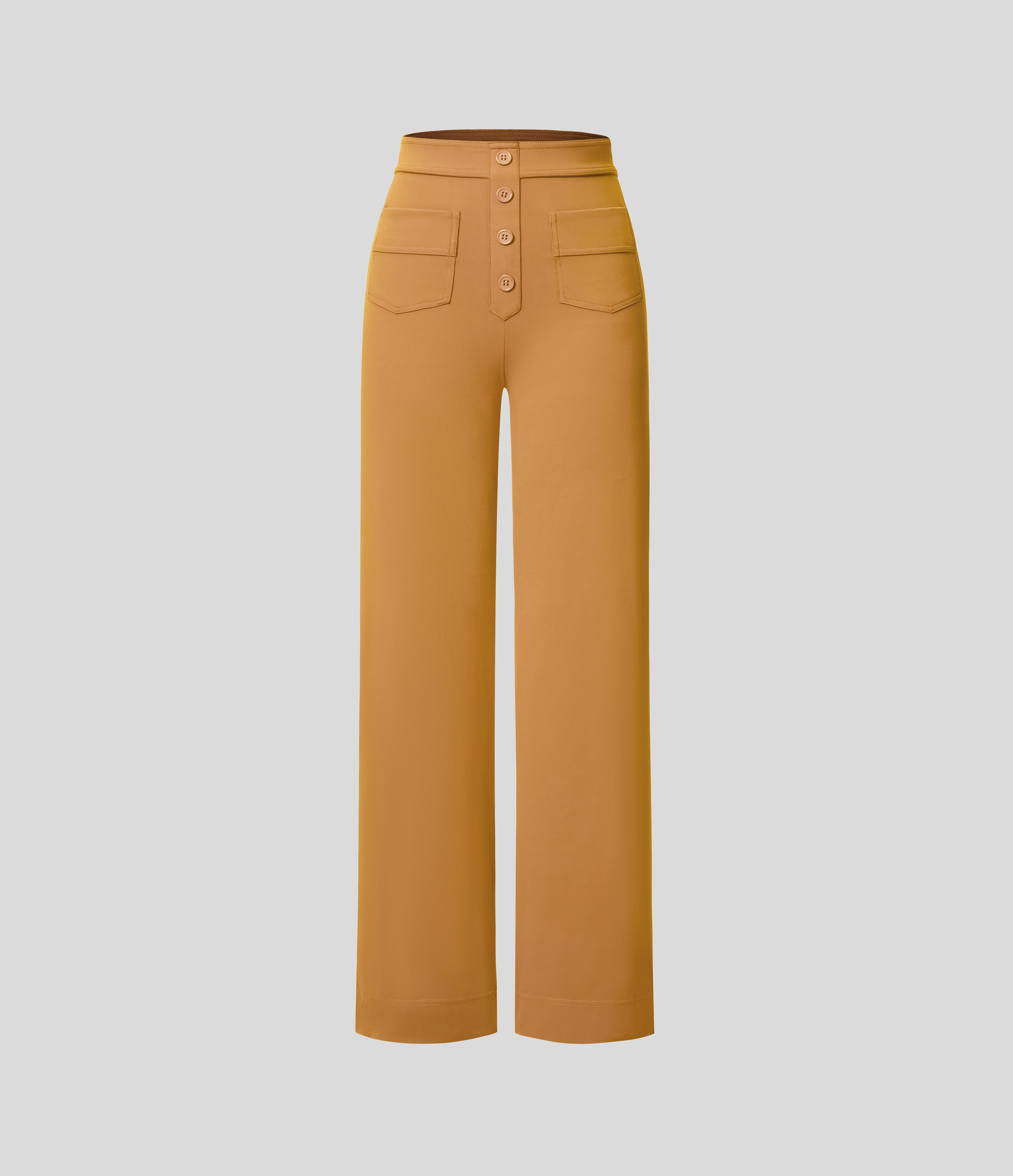 Halara High Waisted Button Multiple Pockets Straight Leg Casual Pants  - Buckskin - L(regular) sweatpants jogger pants stacked sweatpants 