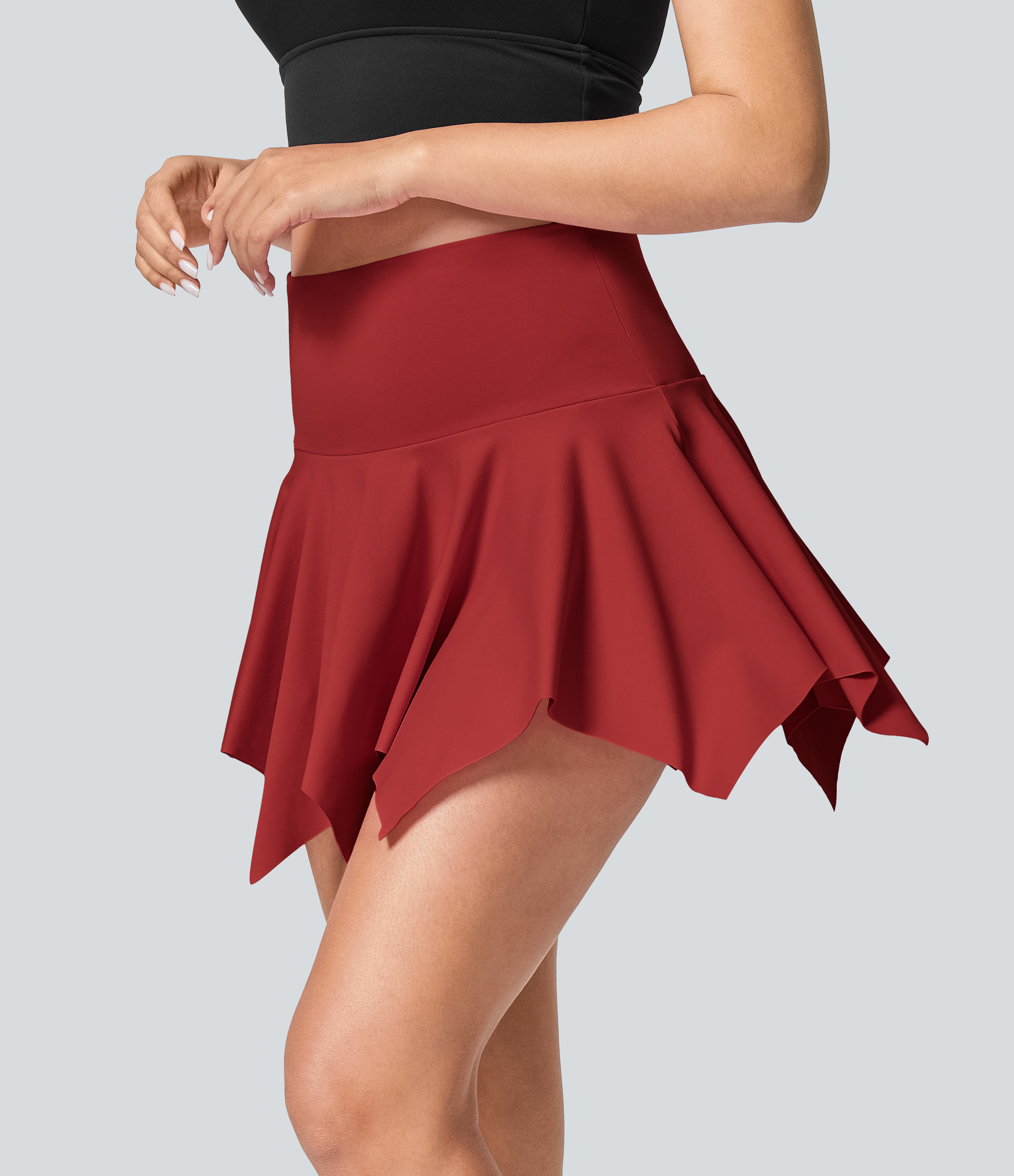 Halara High Waisted 2-in-1 Side Pocket Hanky Hem Micro Mini Dance Skirt  - Emboldened - XS(regular) midi skirt a line skirt golfing skirt 