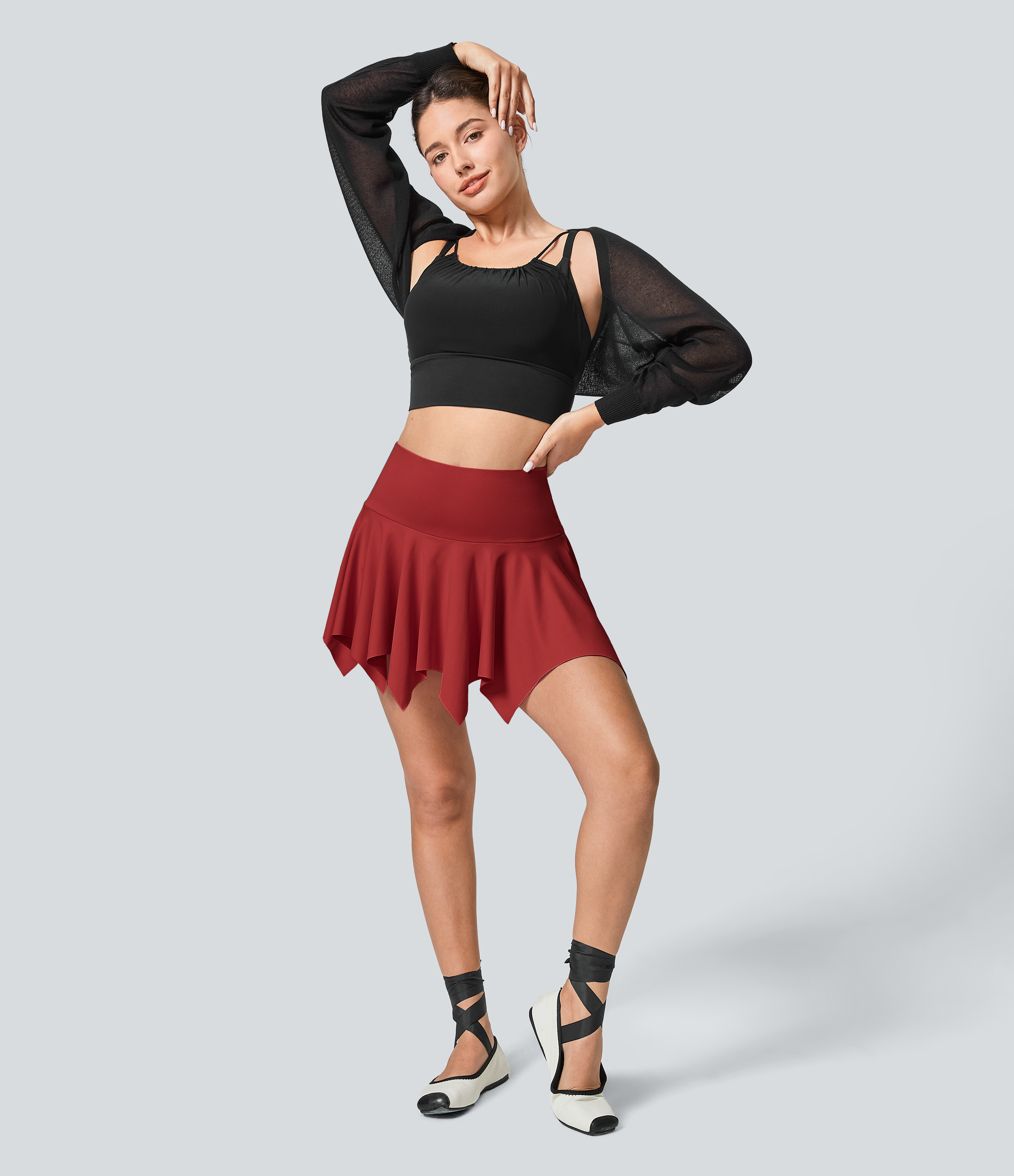 Halara High Waisted 2-in-1 Side Pocket Hanky Hem Micro Mini Dance Skirt  - Emboldened - XS(regular) midi skirt a line skirt golfing skirt 