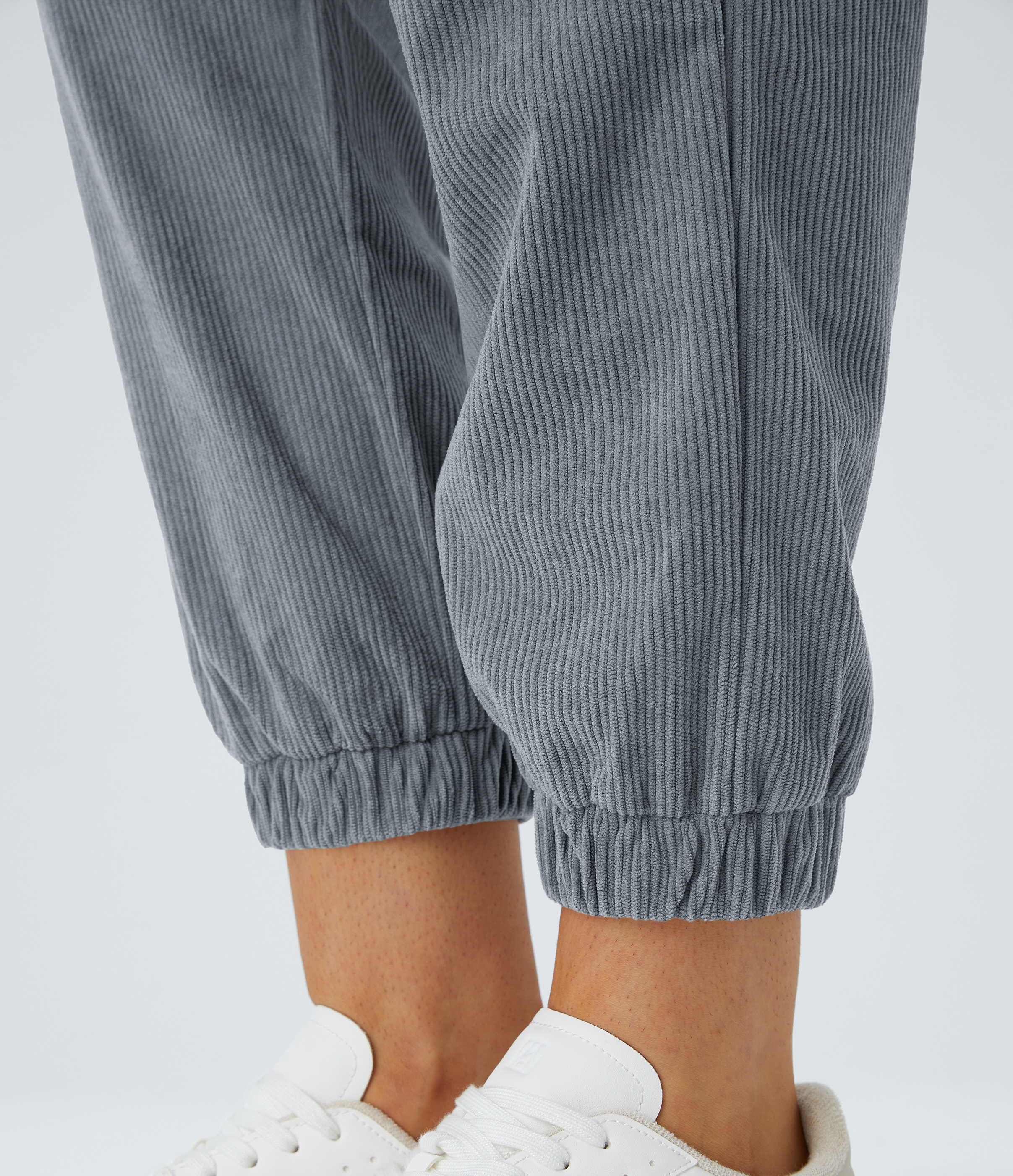 Halara Mid Rise Button Zipper Multiple Pockets Corduroy Casual Joggers  - Cloud Gray Blue - M(regular) 