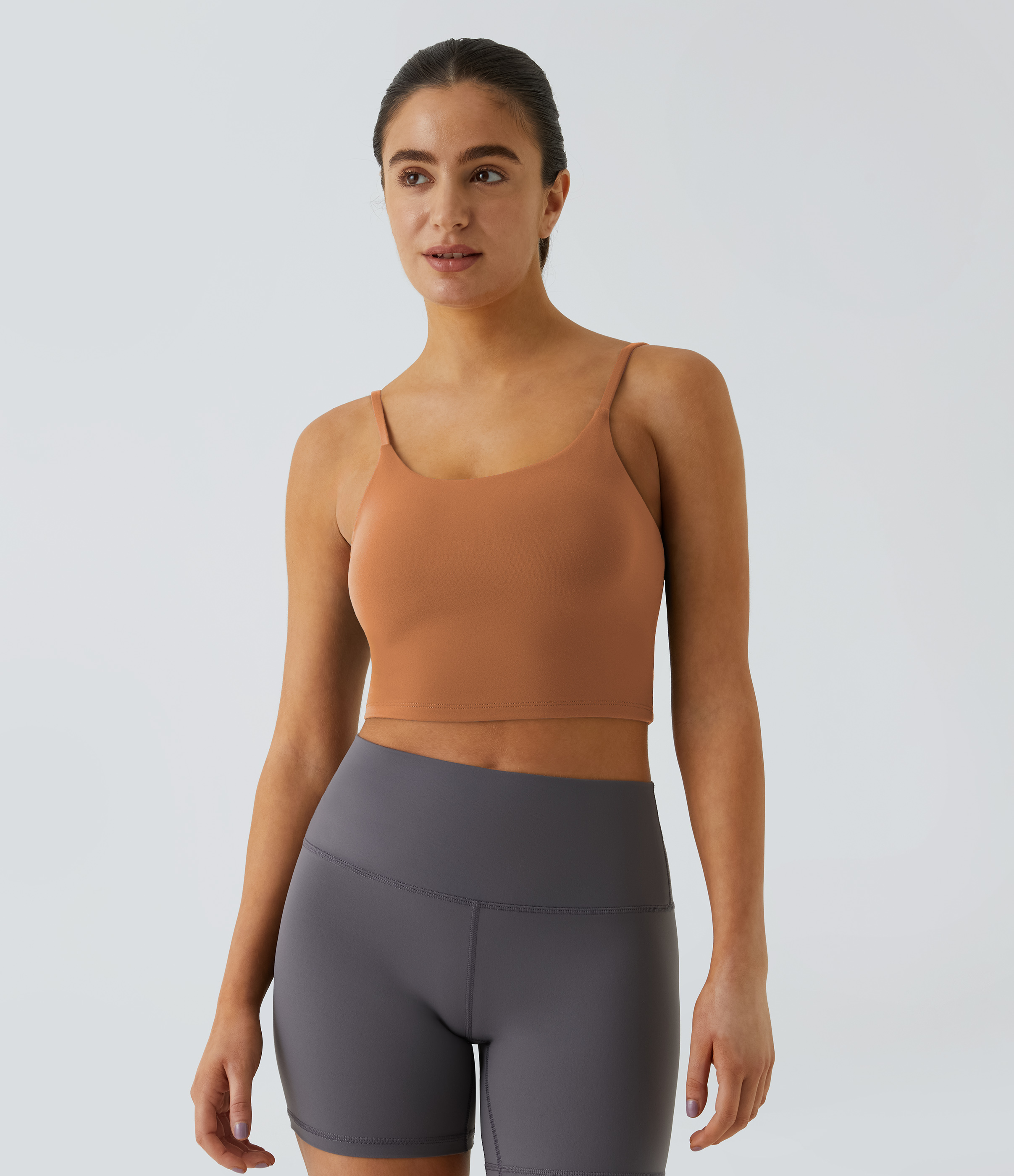 Halara Basic Padded Workout Cropped Tank Top Tank Top - Adobe - L golf tops halter top tunic tops sleeveless tops backless top 