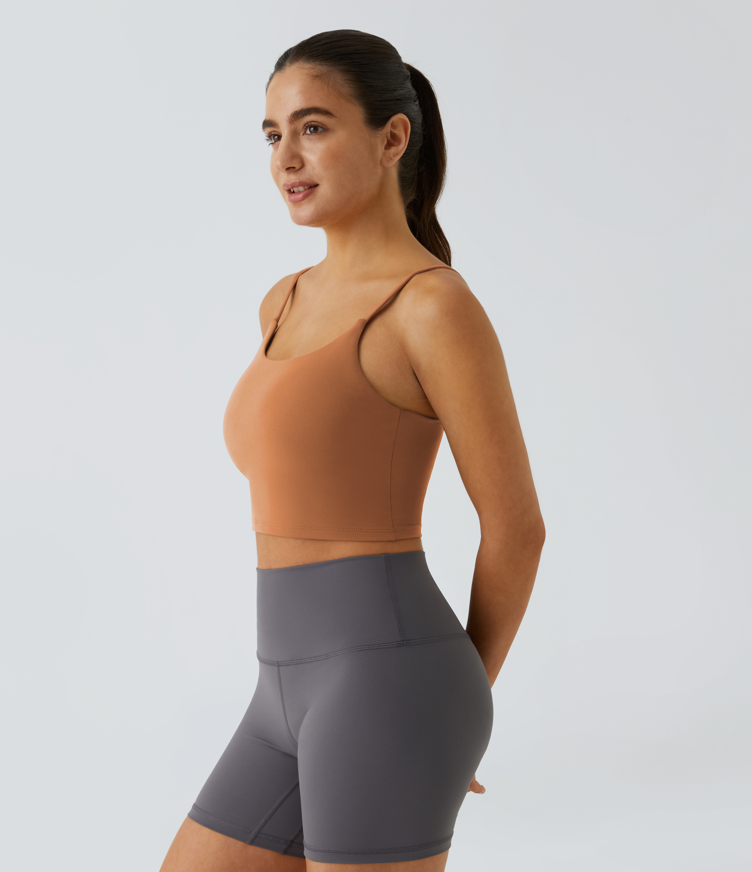 Halara Basic Padded Workout Cropped Tank Top Tank Top - Adobe - L golf tops halter top tunic tops sleeveless tops backless top 