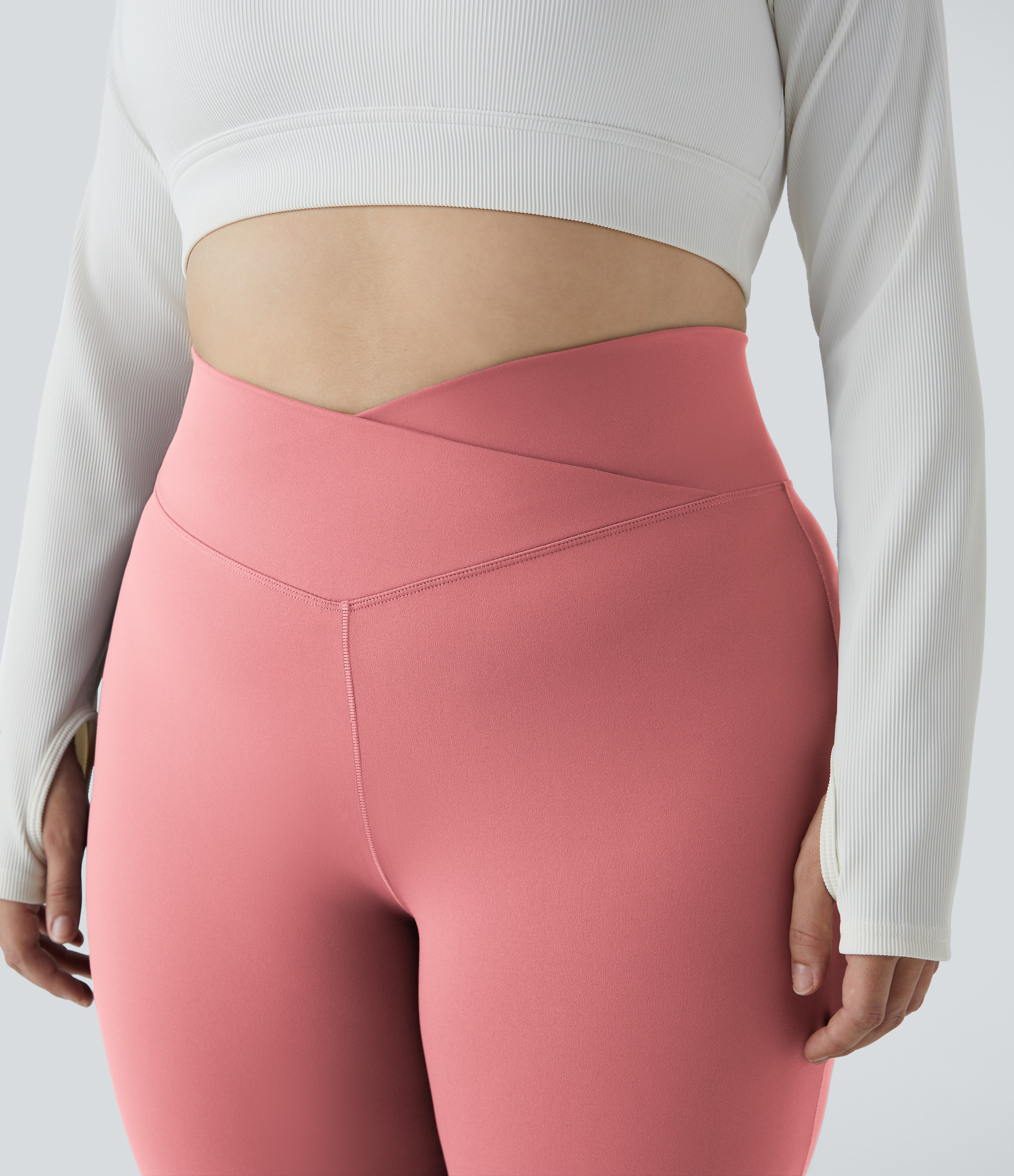 Halara Crossover High Waisted Back Pocket Plus Size Super Flare Leggings  - Candy Pink - 3X 