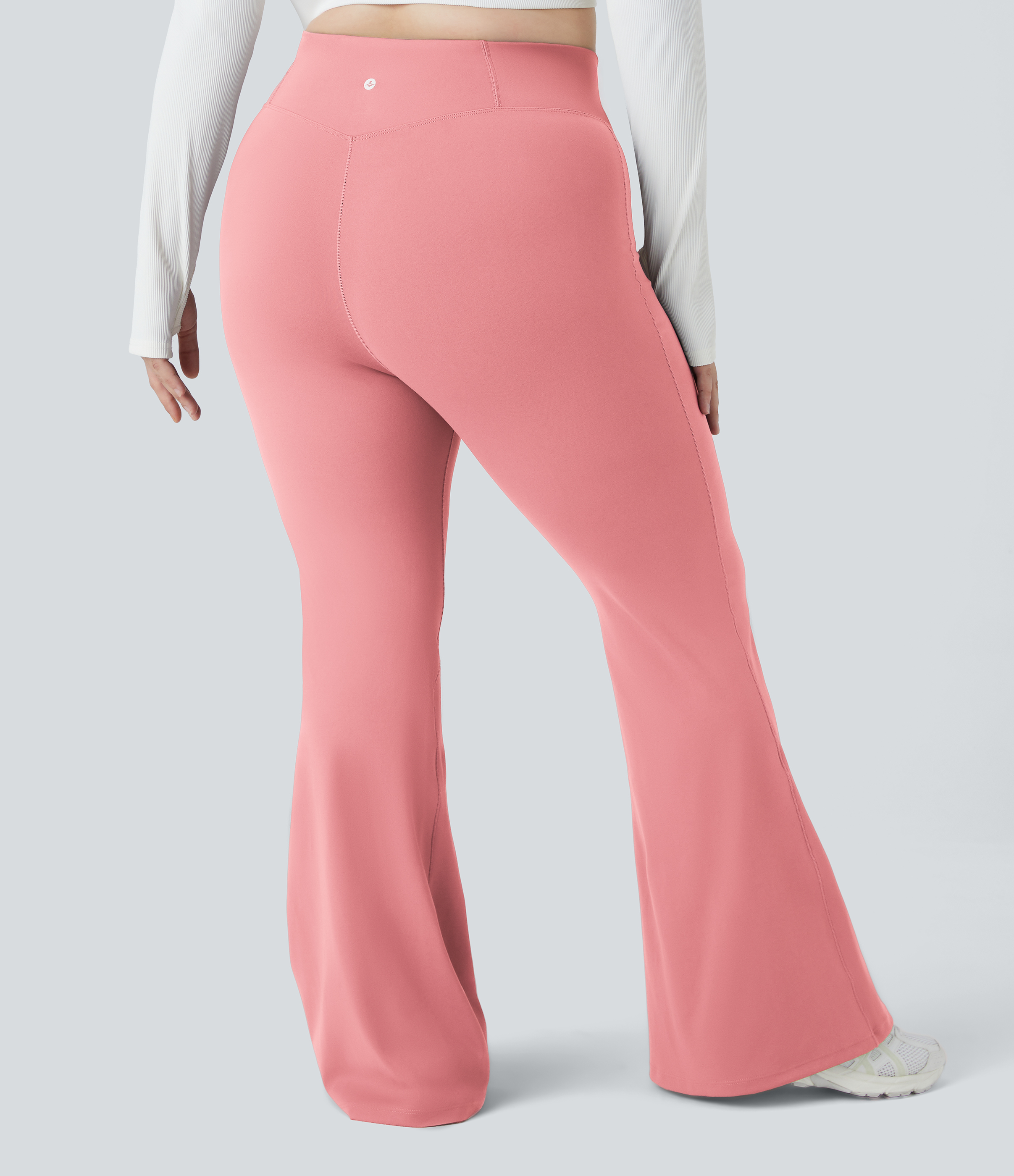 Halara Crossover High Waisted Back Pocket Plus Size Super Flare Leggings  - Candy Pink - 3X 