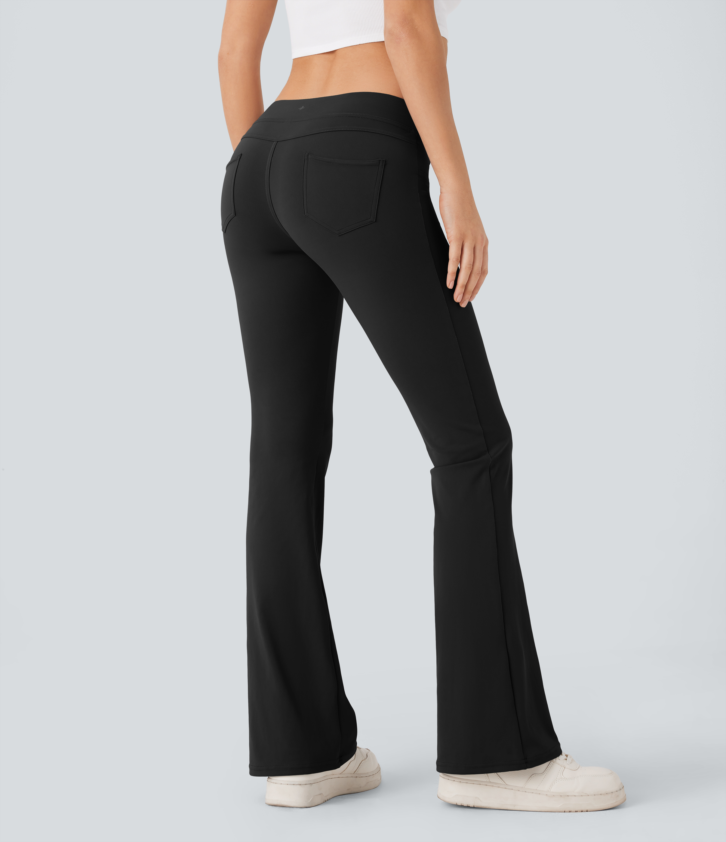 Halara HaloTek Airв„ў Low Rise Back Pocket Flare Casual Leggings  - Black - XS(regular) gym leggings leggings with pockets 