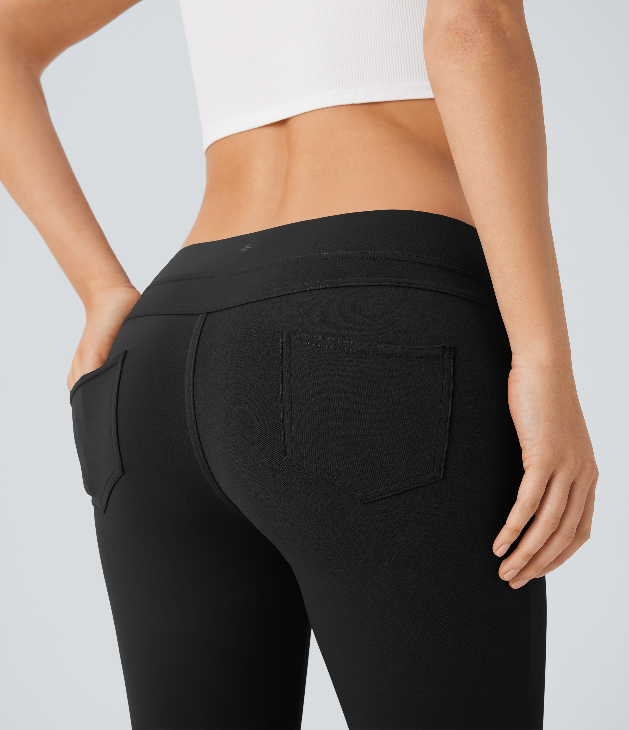 Halara HaloTek Airв„ў Low Rise Back Pocket Flare Casual Leggings  - Black - XS(regular) gym leggings leggings with pockets 