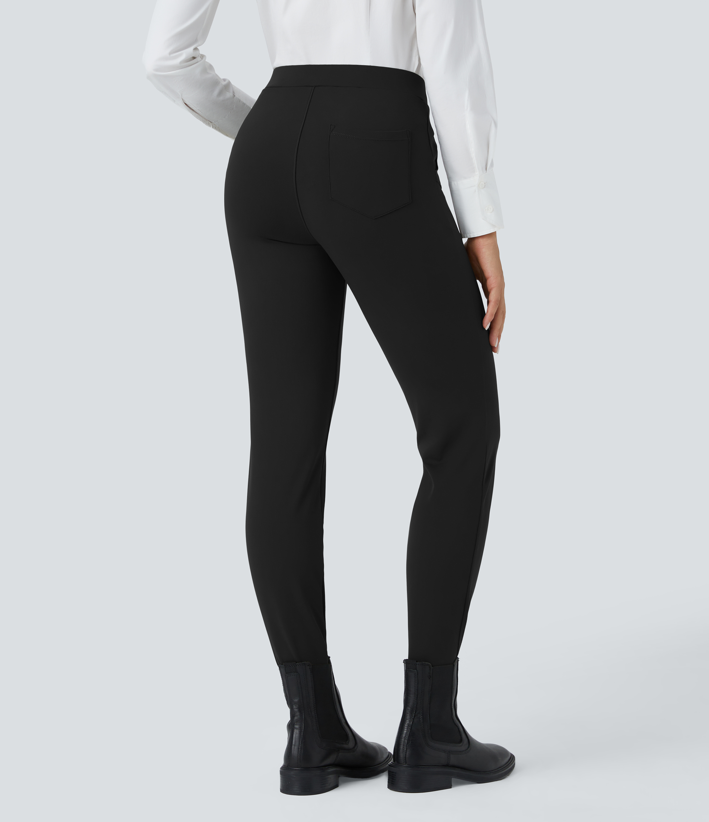 Halara EcoCloudfulв„ў Fabric High Waisted Multiple Pockets Solid Skinny Work Pants  - Black - L(regular) sweatpants jogger pants 