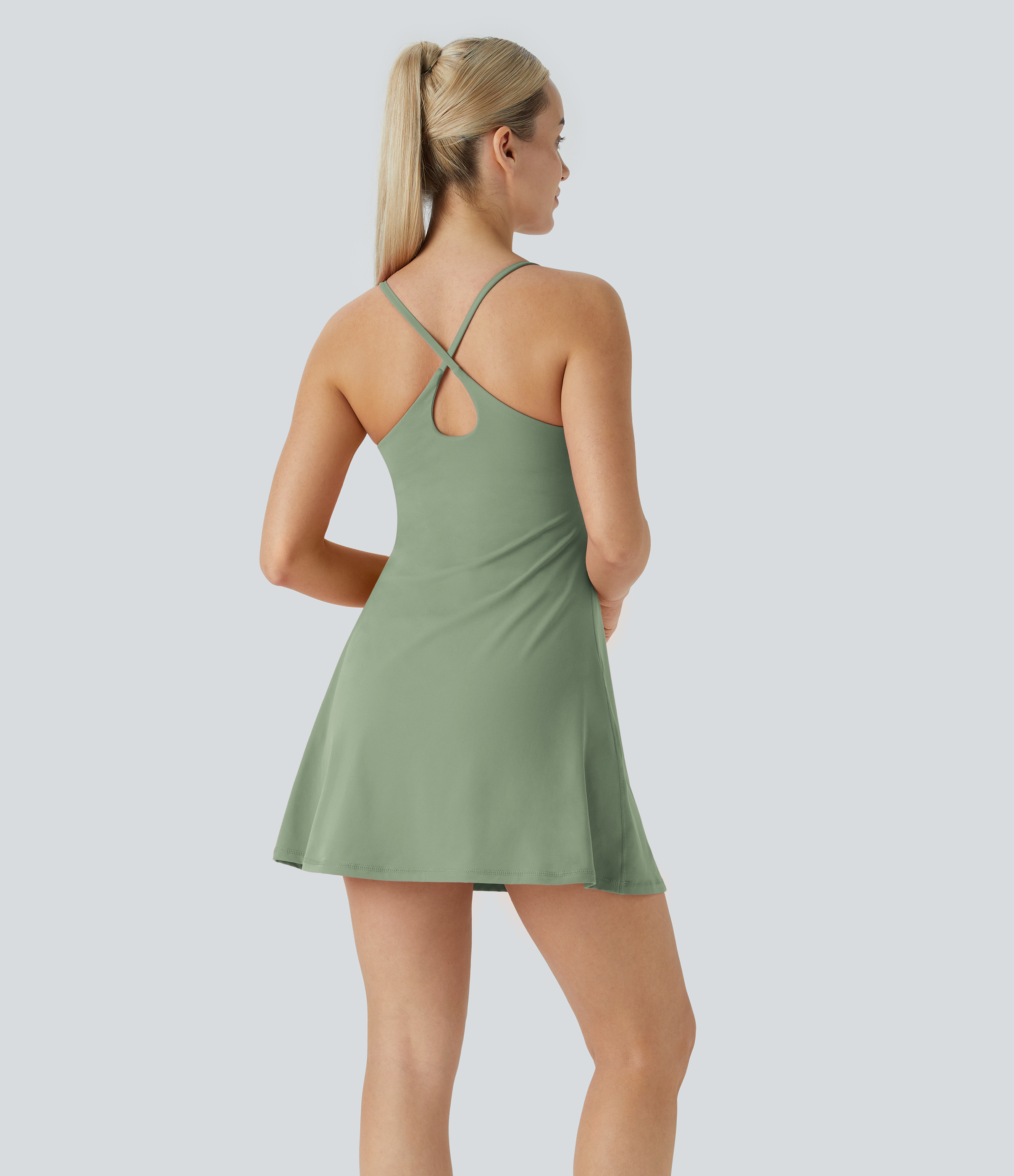 Halara Softlyzeroв„ў Plush Backless Active Dress Workout Dress - Asparagus - XL 