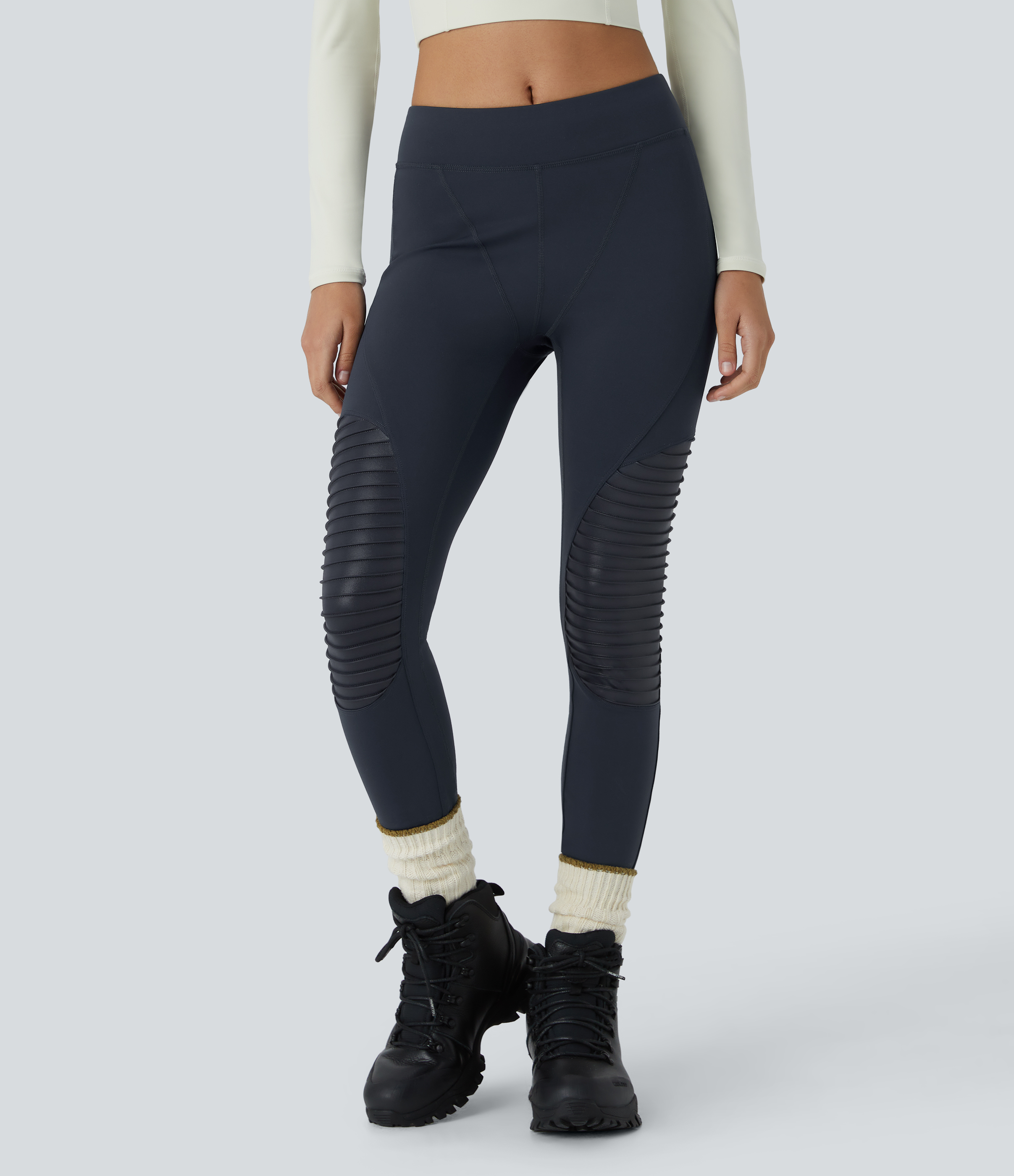 Halara HaloTek Airв„ў Mid Rise Contrast Foil Print 7/8 Casual Moto Leggings  - Midnight Blue - XL(7/8) gym leggings leggings with pockets 