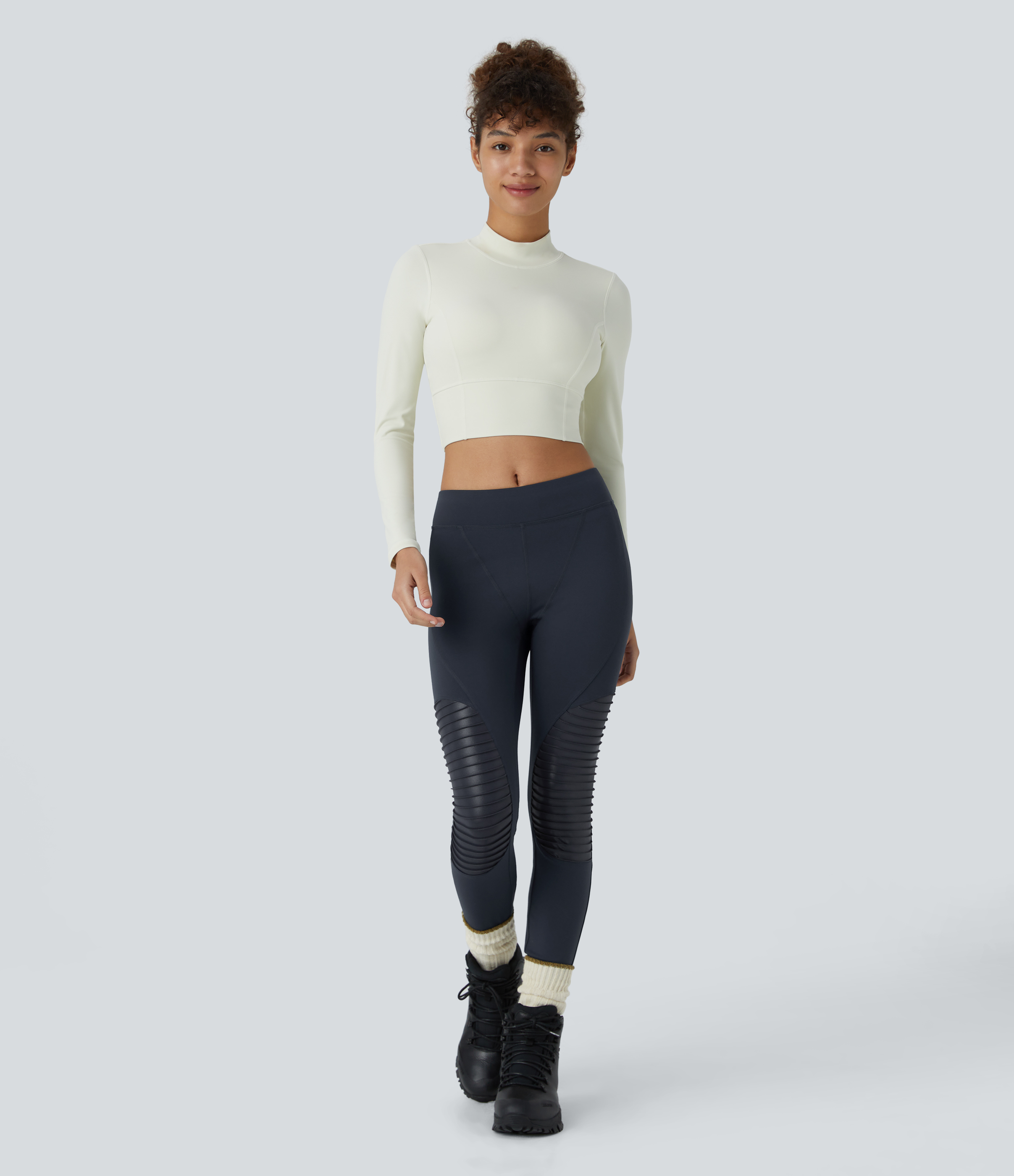Halara HaloTek Airв„ў Mid Rise Contrast Foil Print 7/8 Casual Moto Leggings  - Midnight Blue - XL(7/8) gym leggings leggings with pockets 
