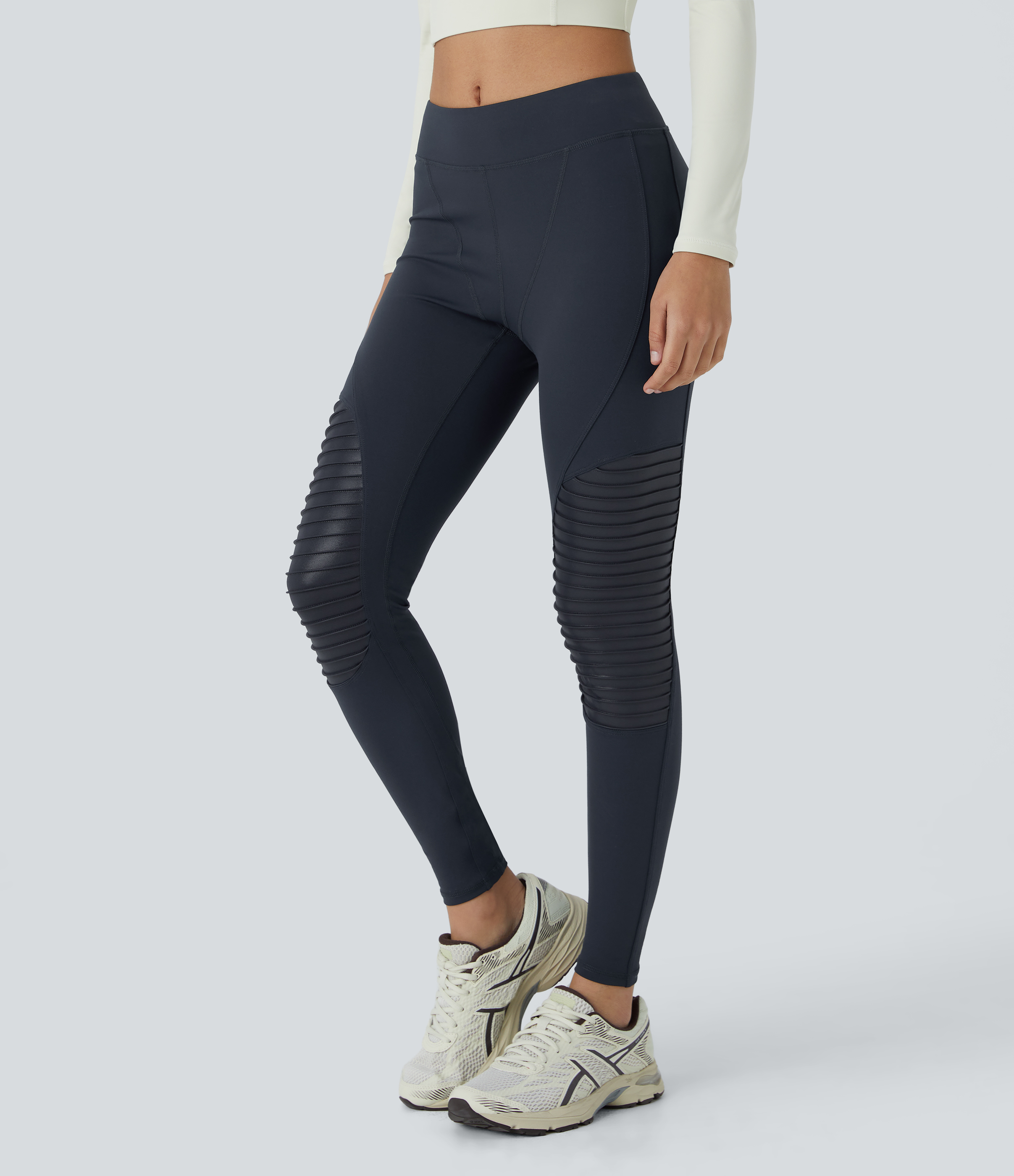 Halara HaloTek Airв„ў Mid Rise Contrast Foil Print 7/8 Casual Moto Leggings  - Midnight Blue - XL(7/8) gym leggings leggings with pockets 