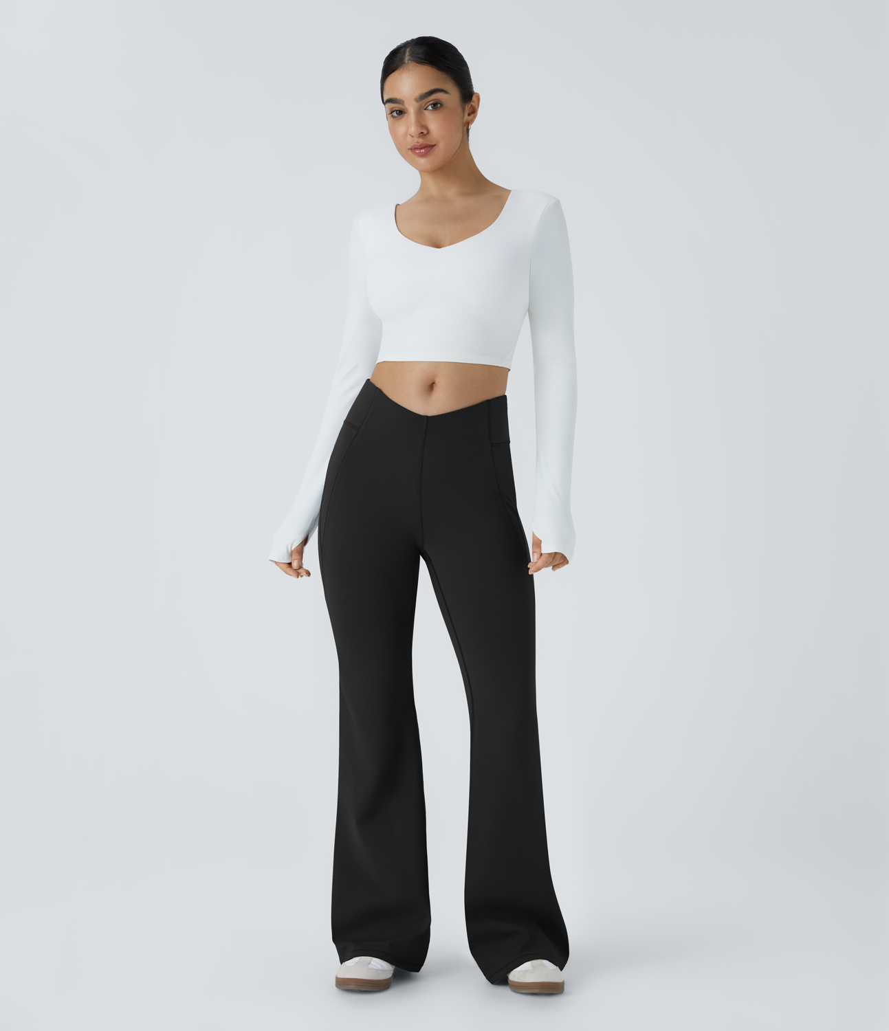 Halara V Shaped High Waisted Thermal Yoga Flare Pants  - Black - XL(regular) 