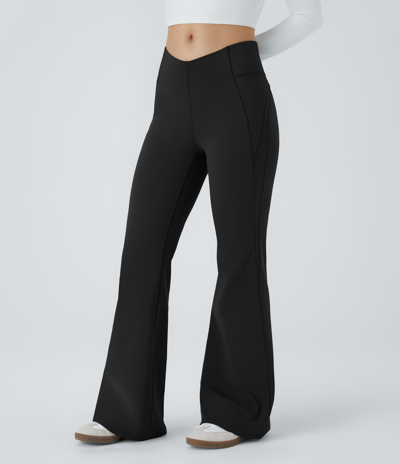 Halara V Shaped High Waisted Thermal Yoga Flare Pants  - Black - XL(regular) 