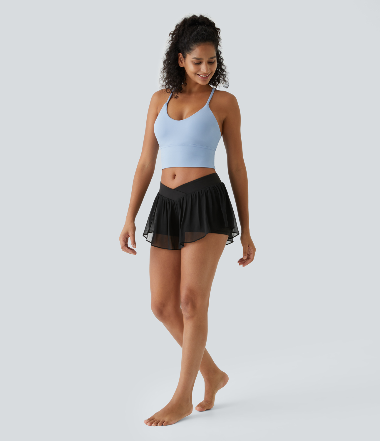 Halara Low Rise Crossover 2-in-1 Side Pocket Sheer Yoga Shorts Gym Short - Black - XL booty shorts compression shorts yoga shorts 