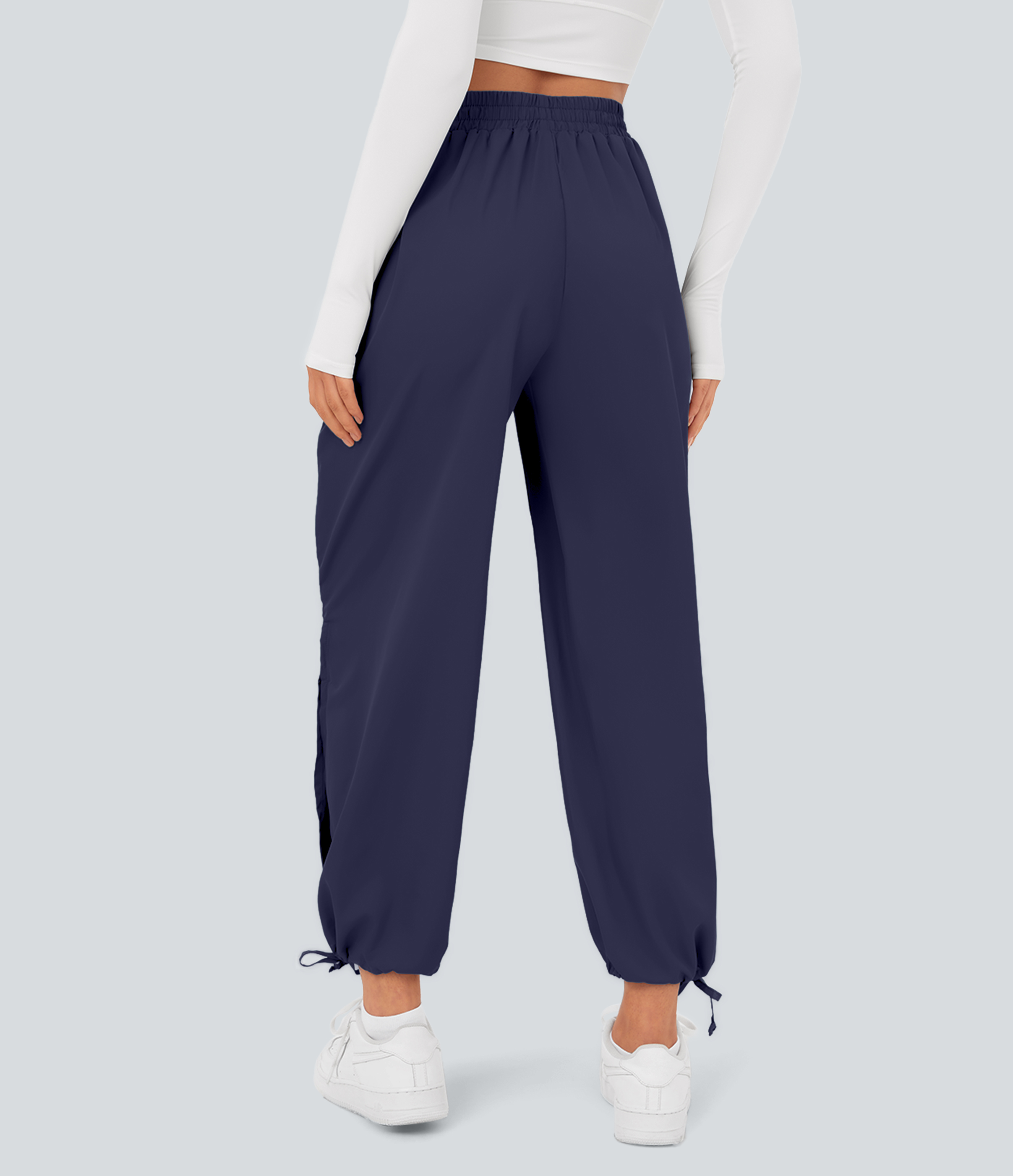 Halara Breezefulв„ў High Waisted Drawstring Side Pocket Split Hem Quick Dry Casual Joggers  - Black Diamond Blue - XS 