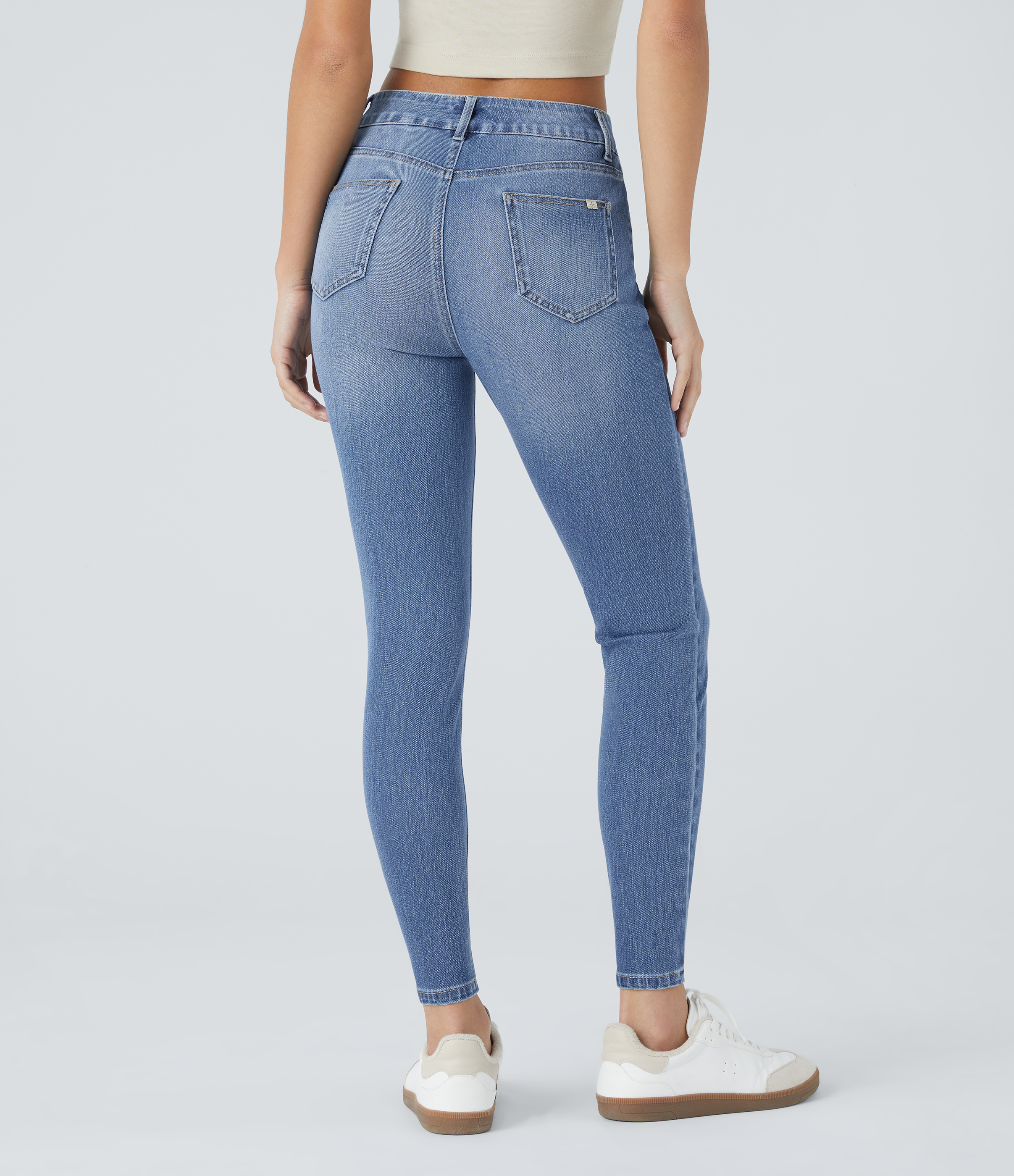 Blue Spruce Denim Halara Flex™ Mid Rise Pull On Pockets Casual Skinny Jeans / 2