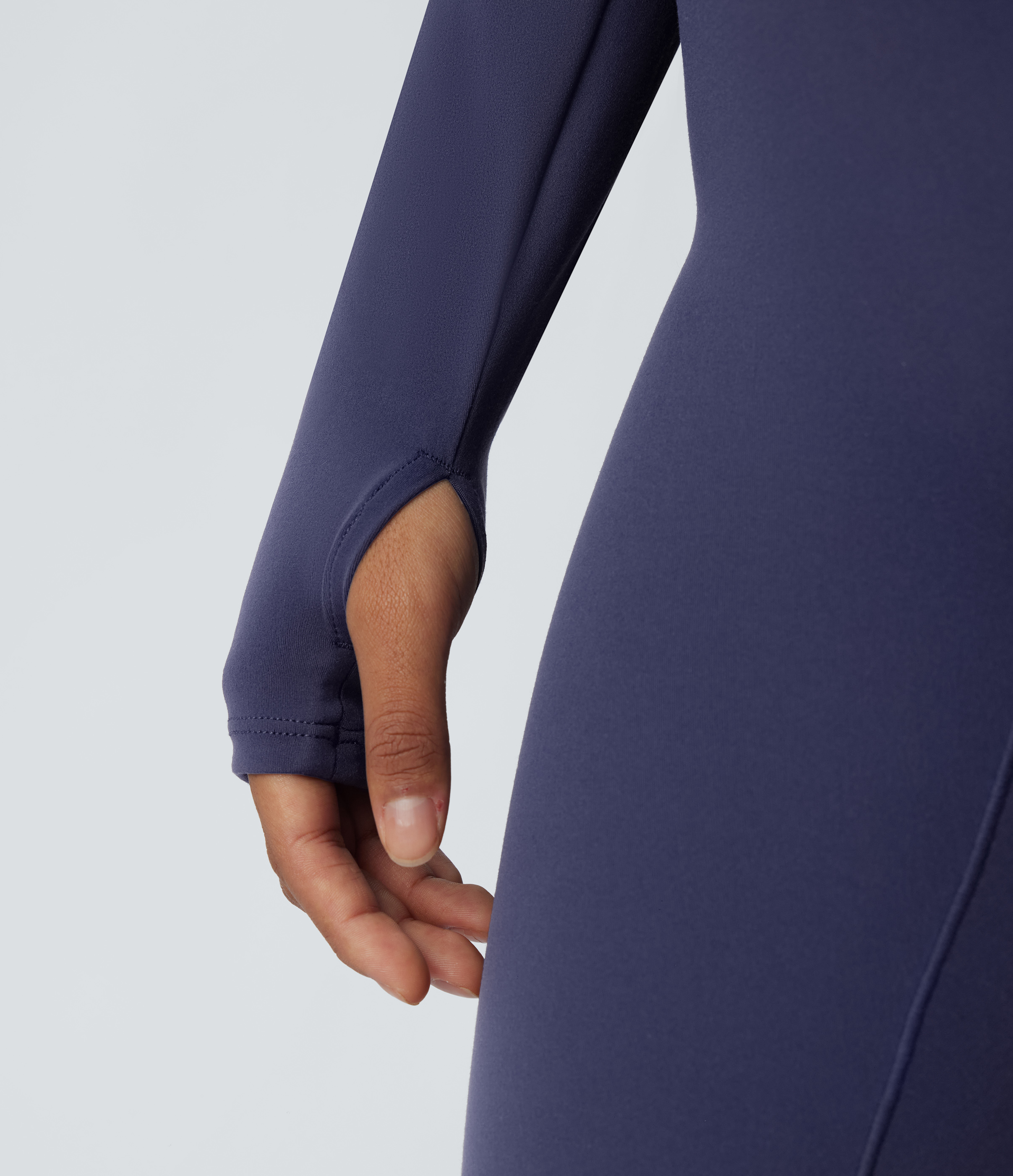 Halara Softlyzeroв„ў Stand Collar Zipper Thumb Hole Cropped Yoga Jacket-UPF50+  - Peacoat - XS 