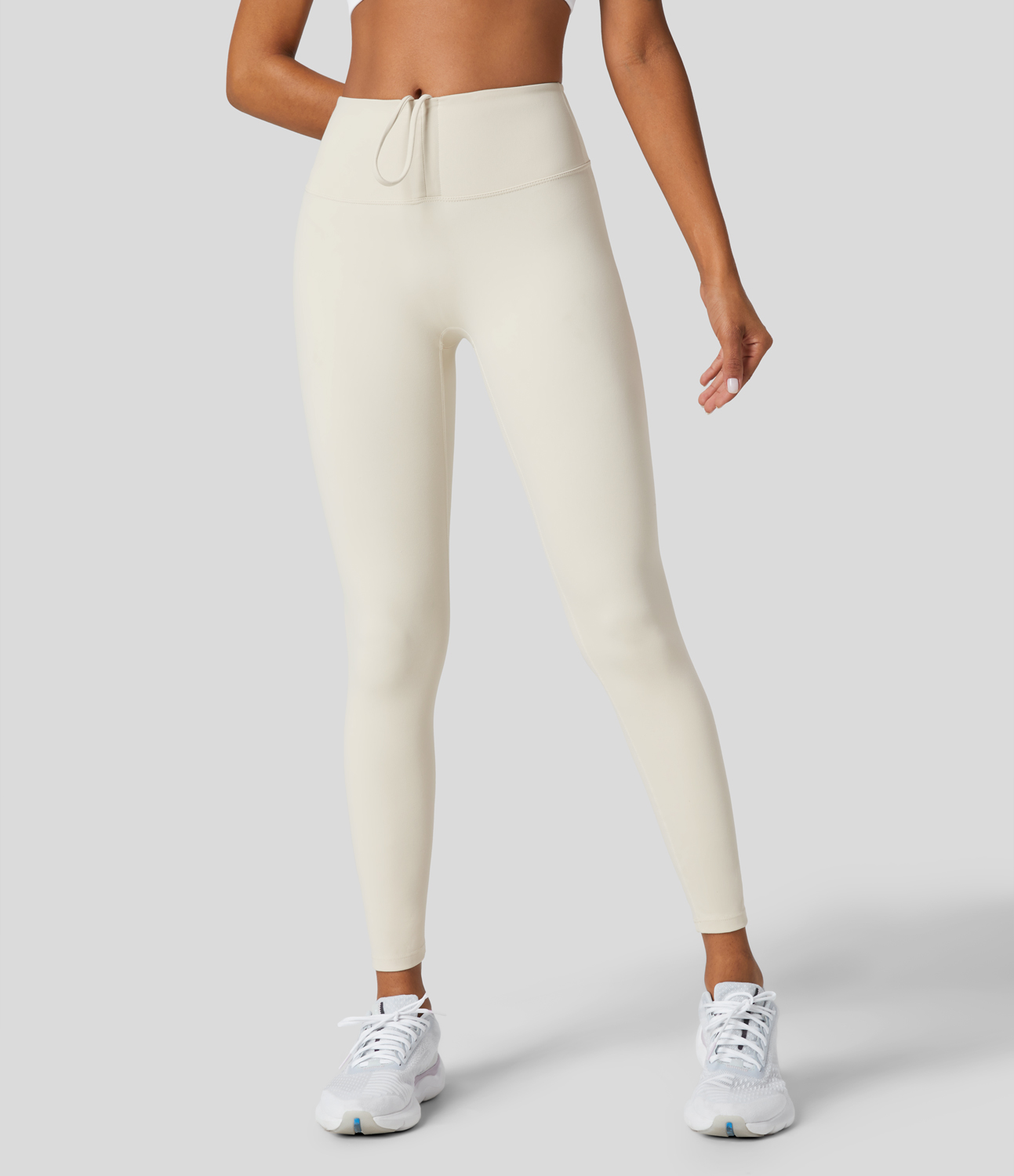 Halara Mid Rise Drawstring Ruched 7/8 Yoga Leggings  - Arctic Wolf - XS 