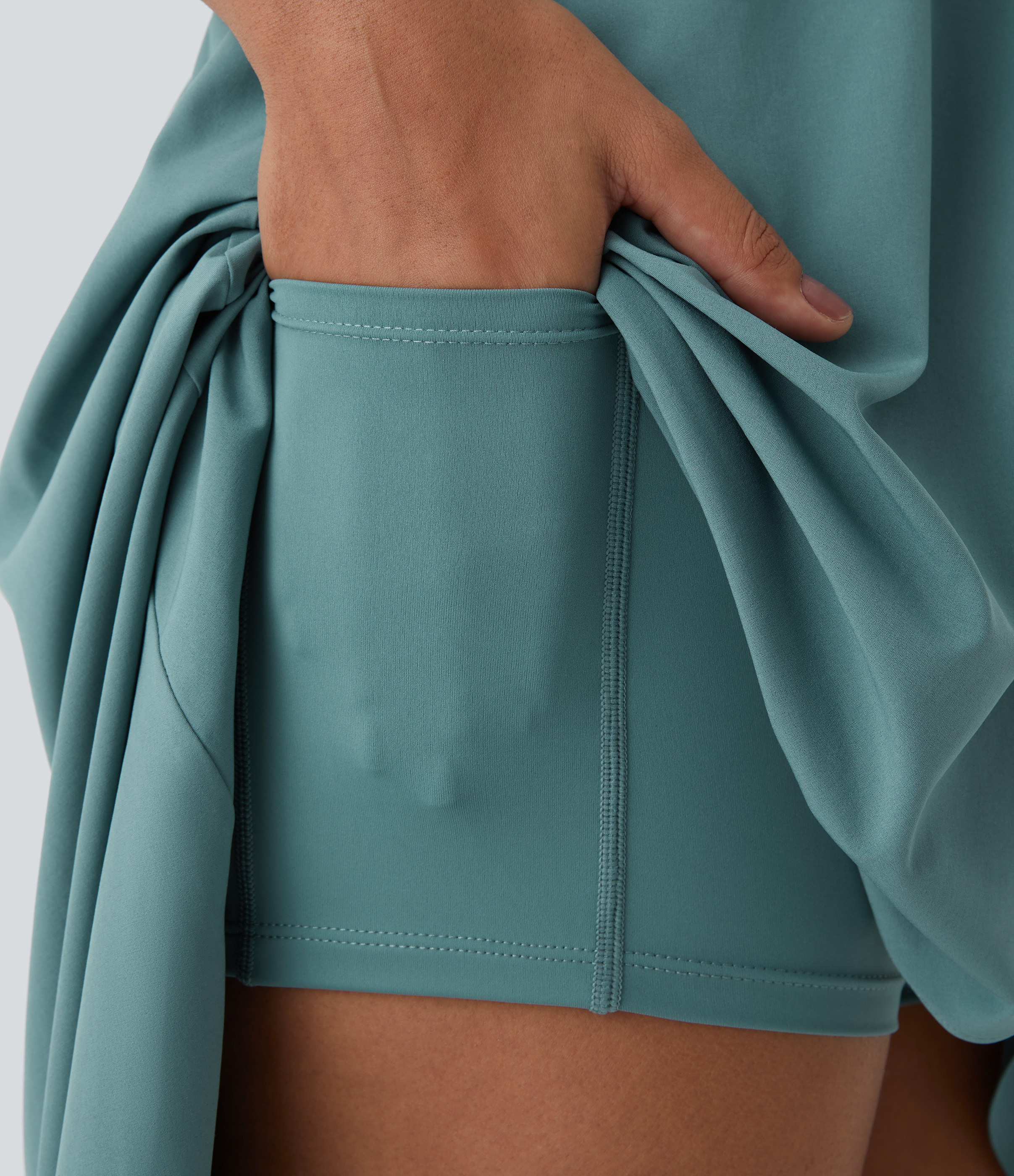 Halara Breezefulв„ў Backless Asymmetric Crossover Hem 2-Piece Side Pocket Flowy Midi Quick Dry Casual Dress Casual Dress - Mineral Blue - XL 