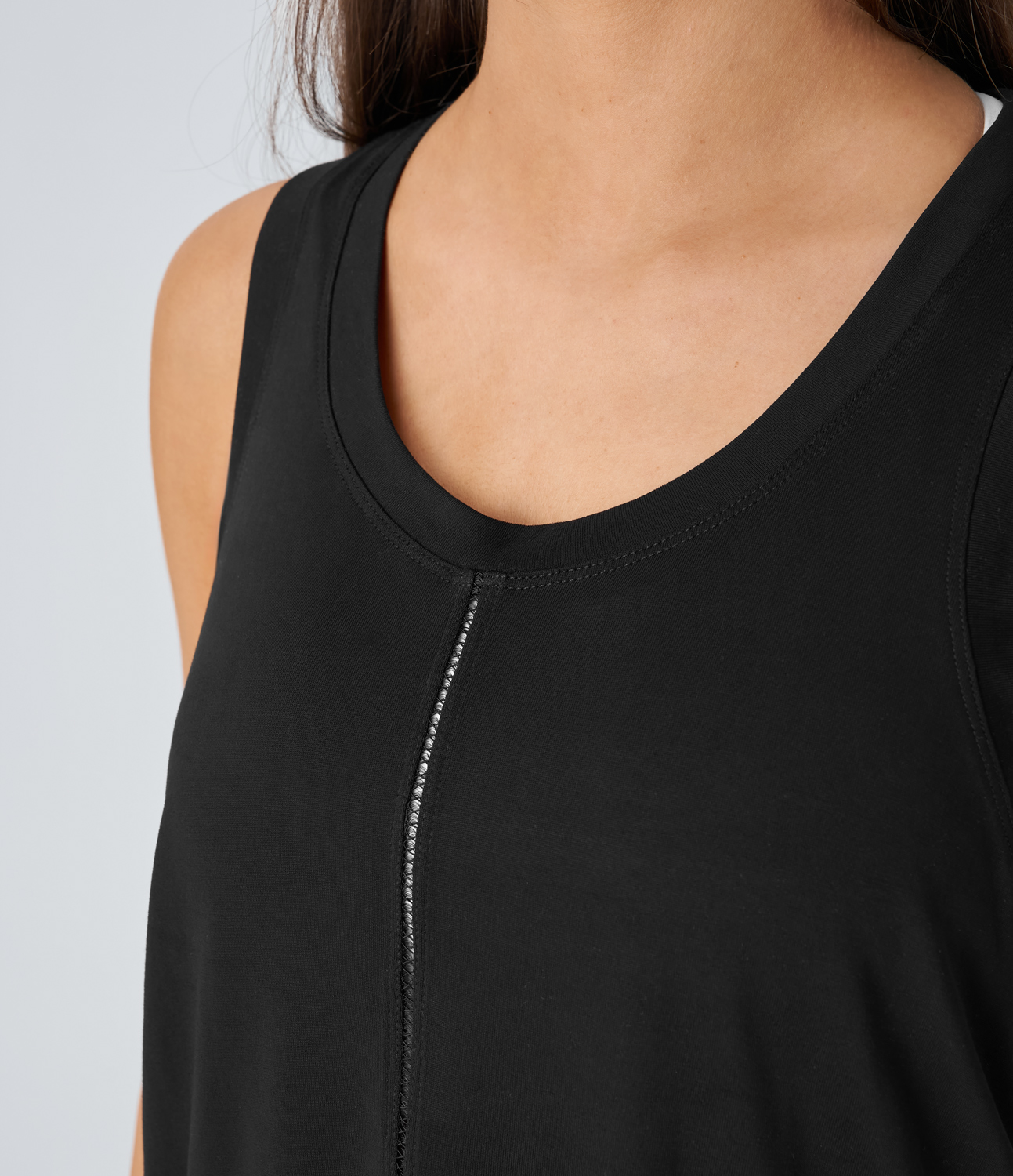 Halara Round Neck Cut Out Yoga Tank Top Tank Top - Black - XL golf tops halter top tunic tops sleeveless tops backless top 