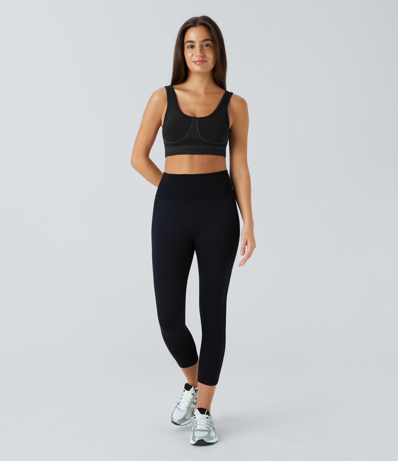 Halara SpeedWaveв„ў Medium Support U Neck Backless Striped Quick Dry Workout Sports Bra  - Black - XL push up bra strapless bra backless bra 
