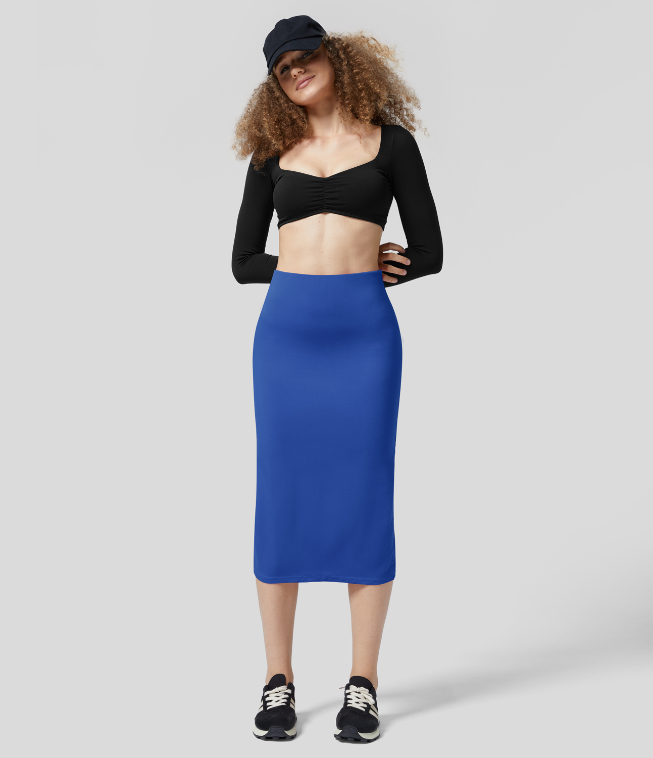 

Halara High Waisted Split Bodycon Midi Casual Skirt - Beaucoup Blue