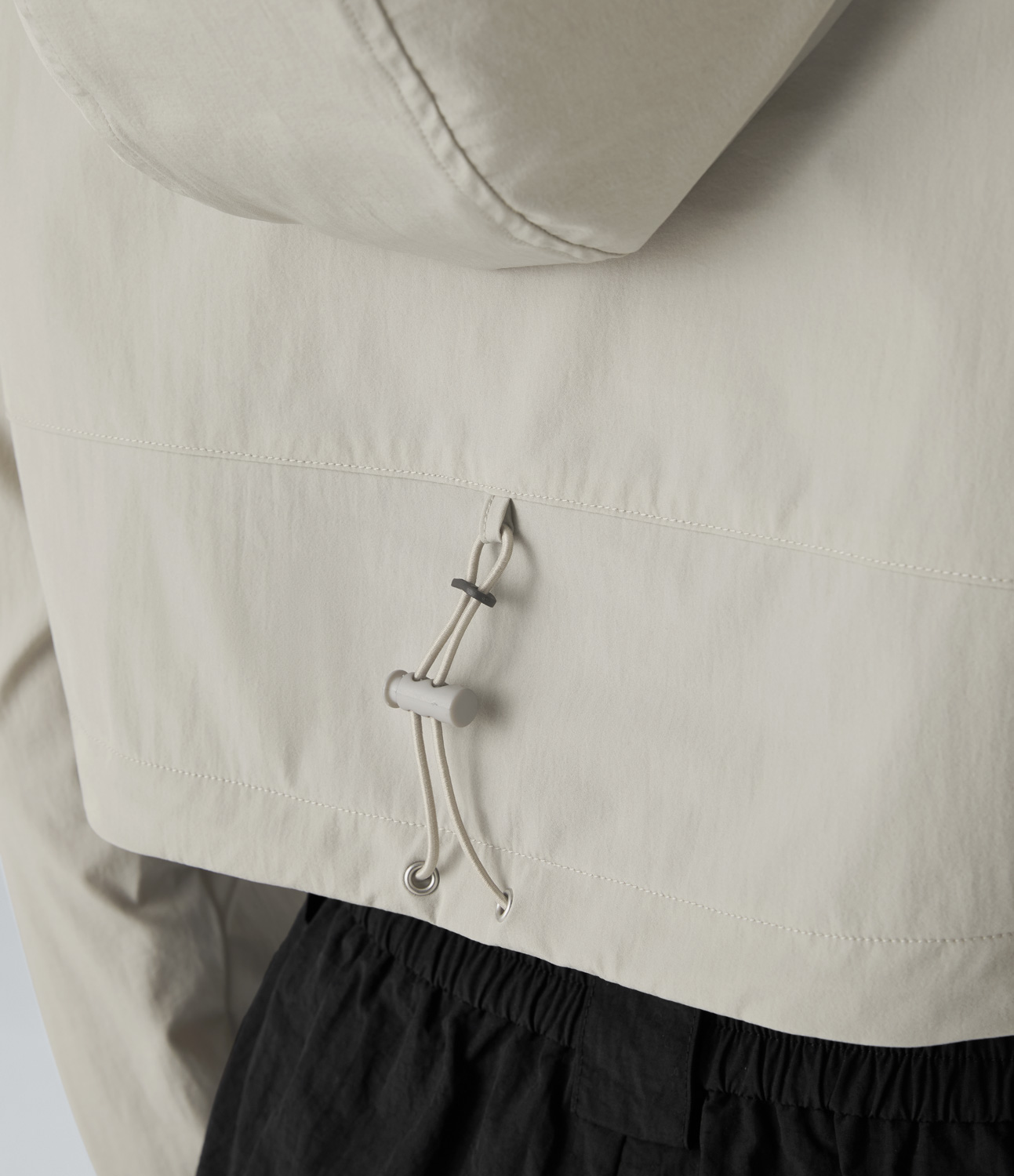 Halara Hooded Adjustable Drawcord Half Zipper High Low Cropped Hiking Jacket  - Earth Tile Gray - S 