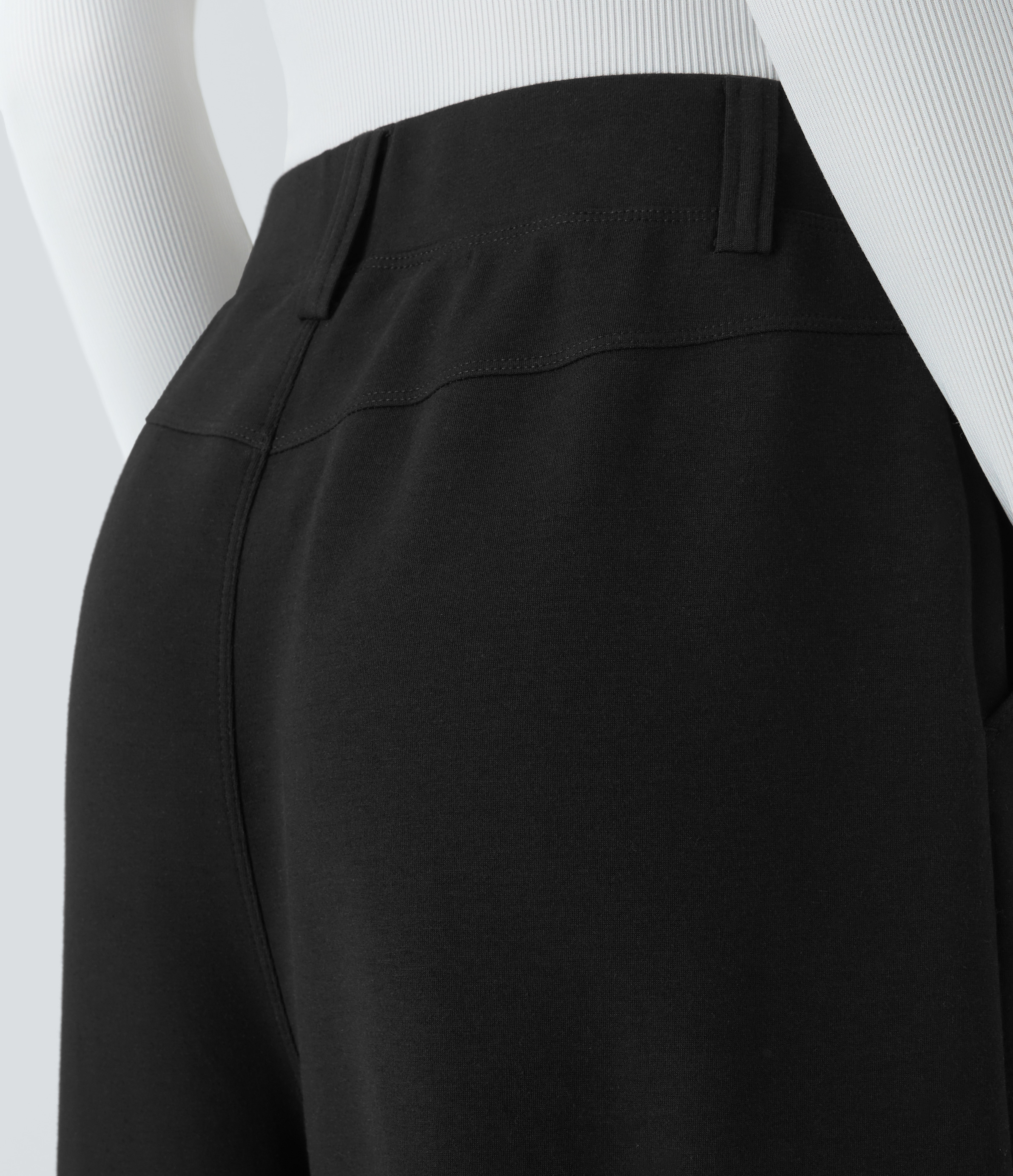 Halara High Waisted Plicated Multiple Pockets Adjustable Drawcord Hem Wide Leg Casual Pants  - Black - L(regular) 