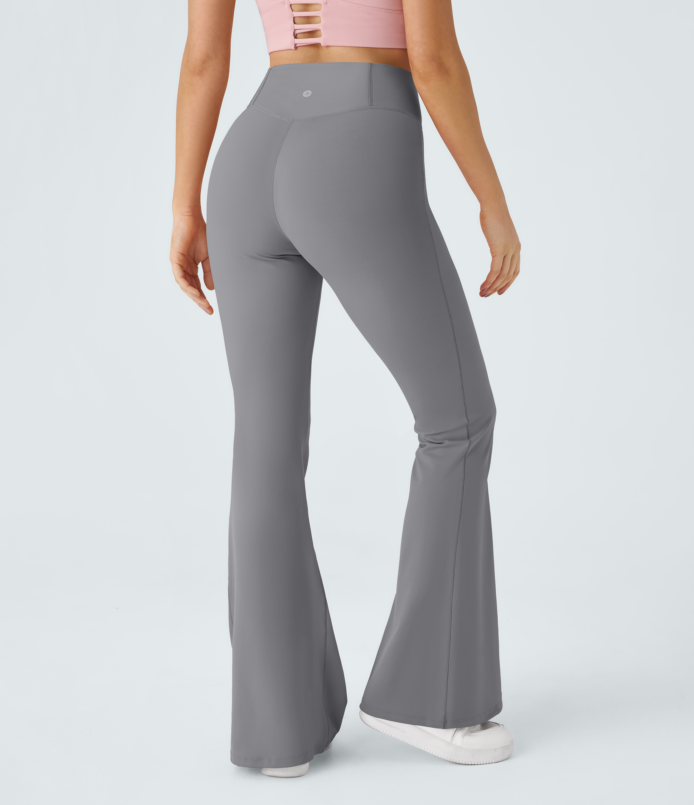 Halara Crossover High Waisted Back Pocket Super Flare Leggings  - Wet Weather - XS(petite) gym leggings leggings with pockets 