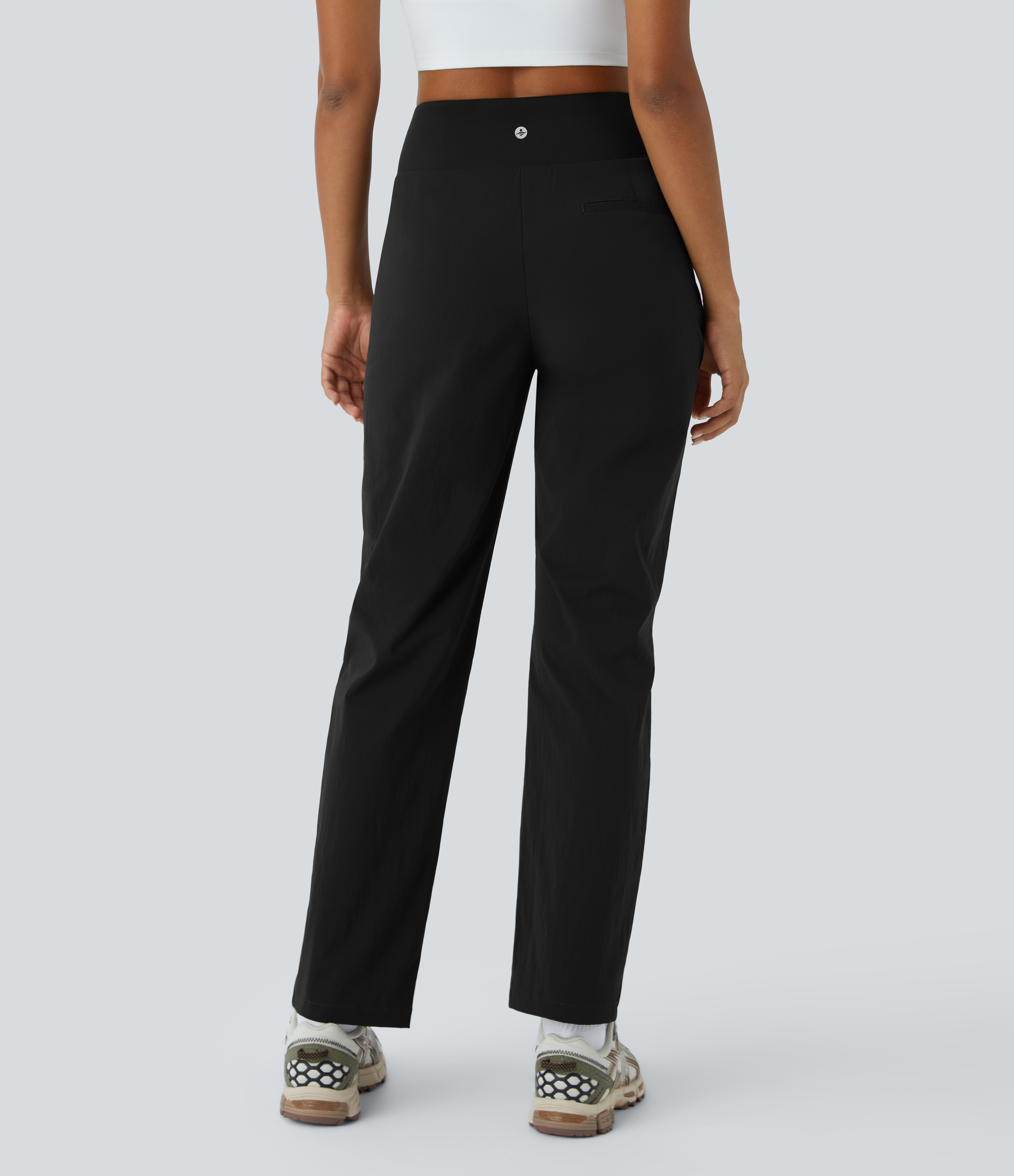 Halara Water Repellent High Waisted Invisible Zipper Side Pocket Ripstop Camping Pants  - Black - S(regular) 