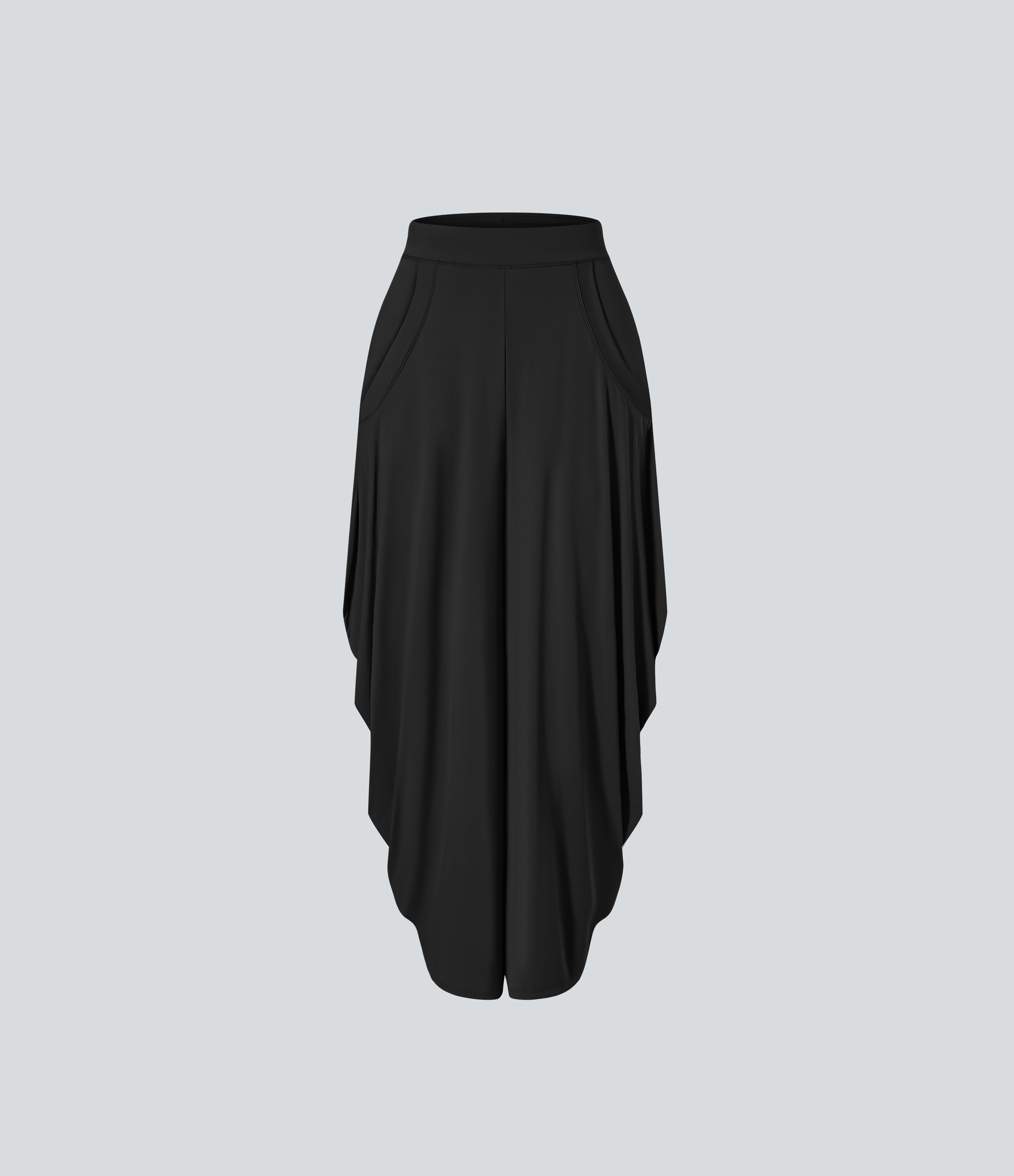 Halara Mid Rise Multiple Pockets Draped Wide Leg Casual Pants  - Black - M(regular) 