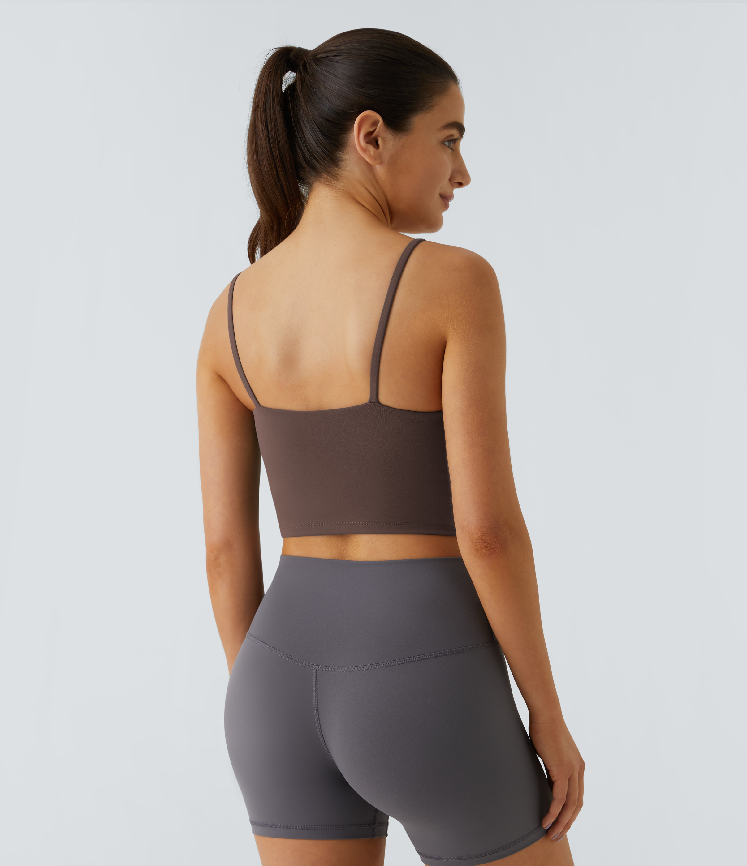 Halara Basic Padded Workout Cropped Tank Top Tank Top - Bracken - M golf tops halter top tunic tops sleeveless tops backless top 