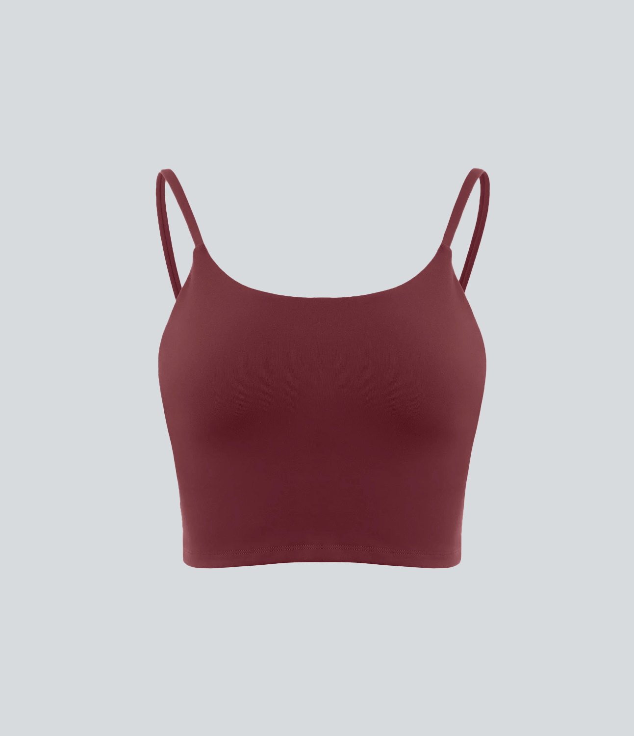 Halara Basic Padded Workout Cropped Tank Top Tank Top - Cordovan - S golf tops halter top tunic tops sleeveless tops backless top 