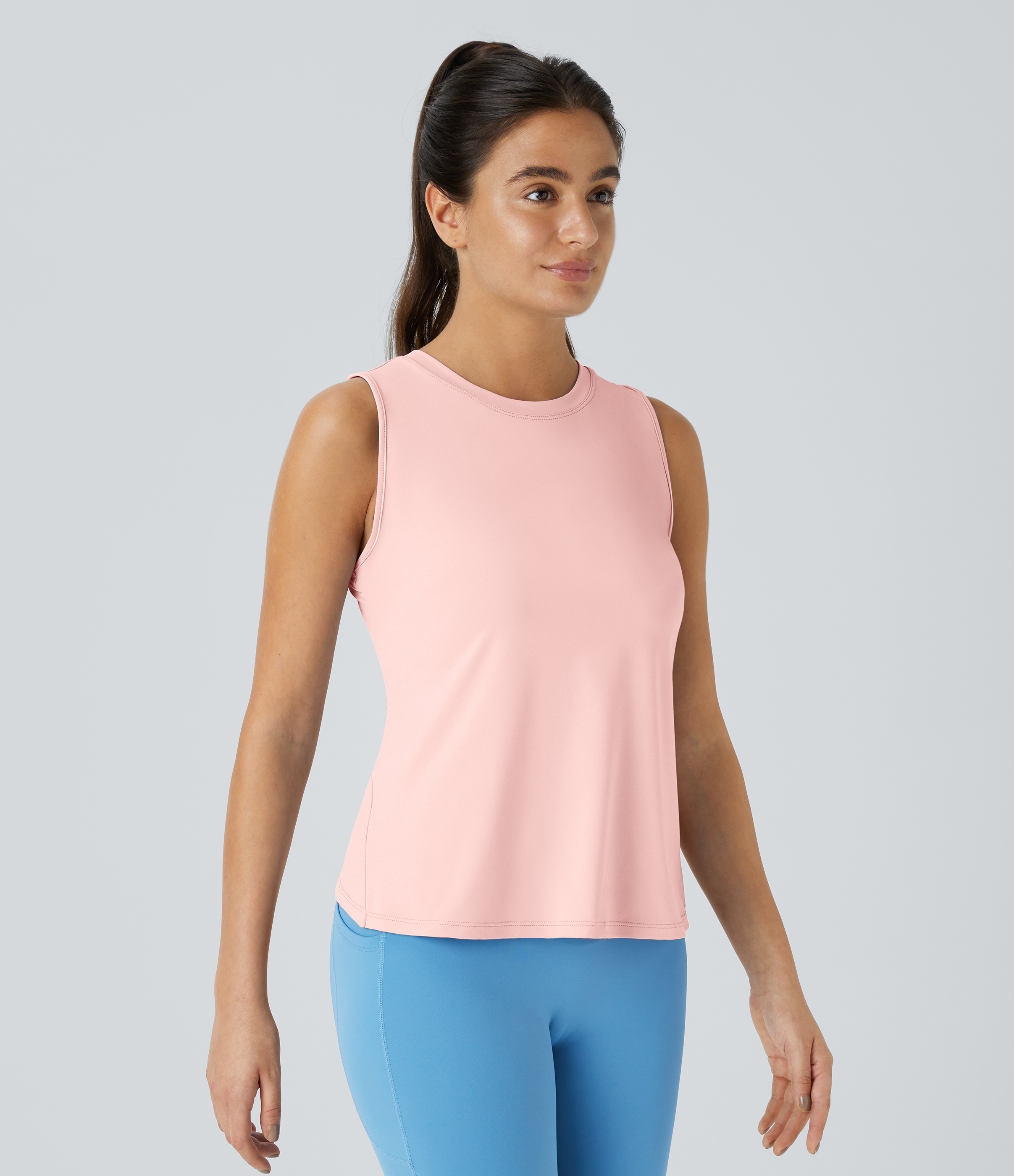 Halara Cut Out Crossover Hem Yoga Tank Top Tank Top - Pearl - M golf tops halter top tunic tops sleeveless tops backless top 